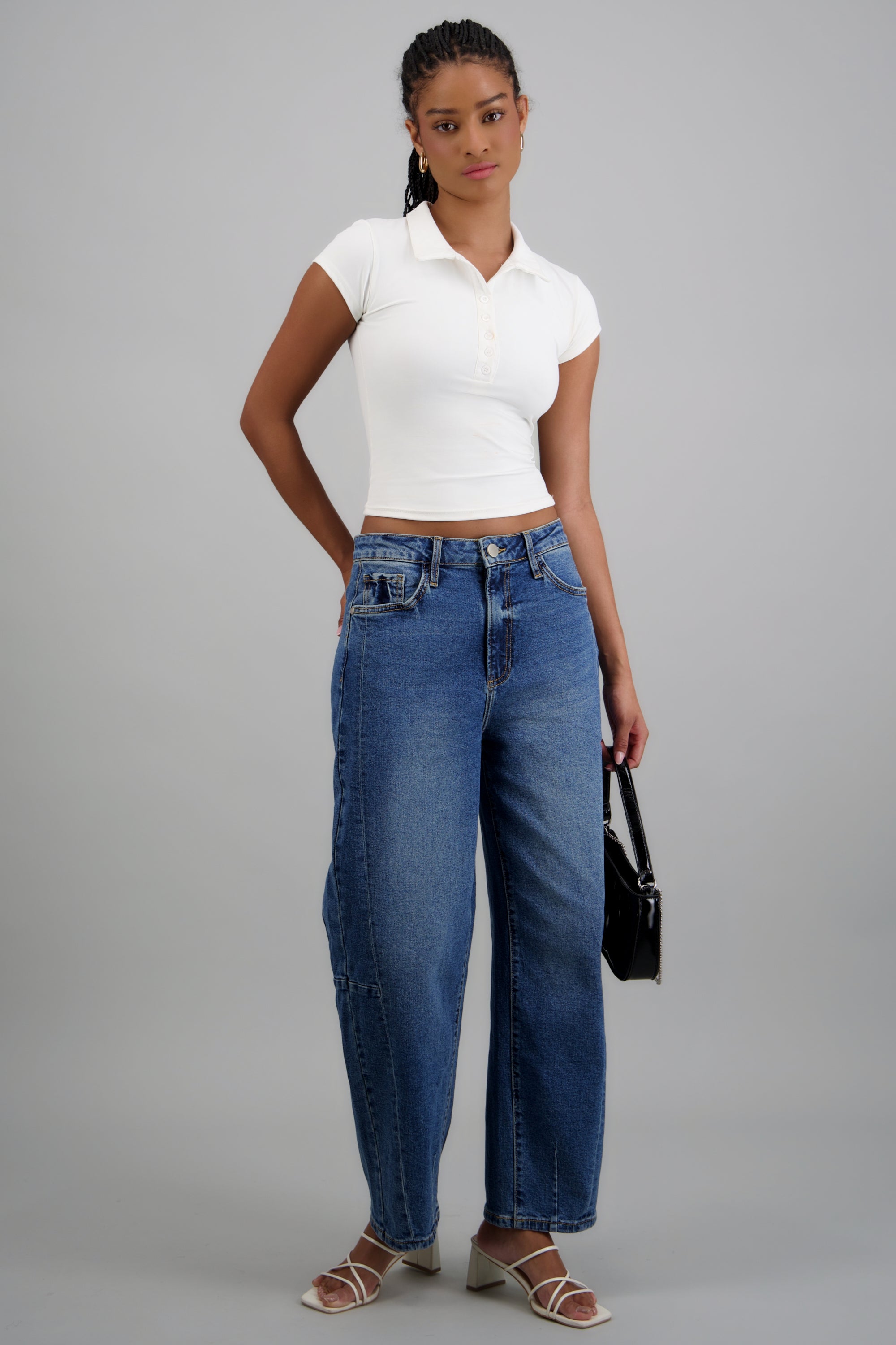 Jeans barrel costuras MEDIUM WASH