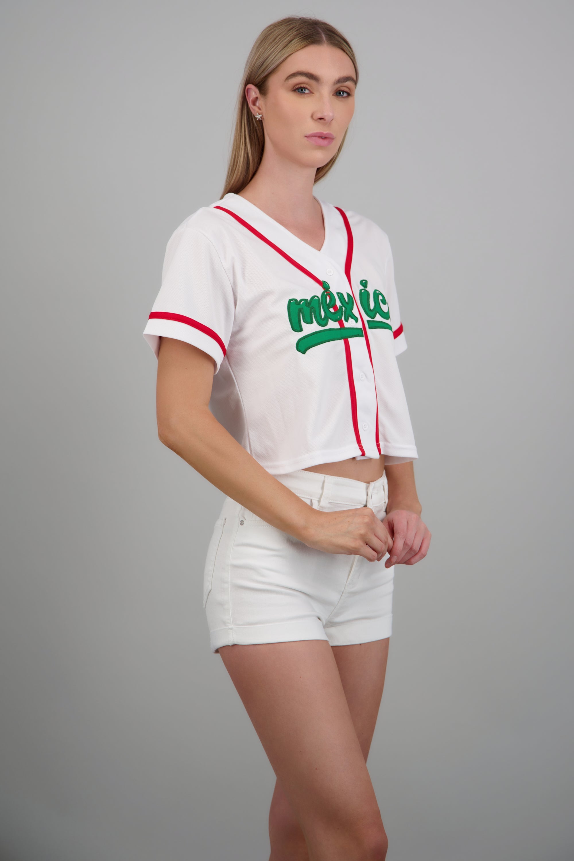 Camisa beisbolera parche México BLANCO