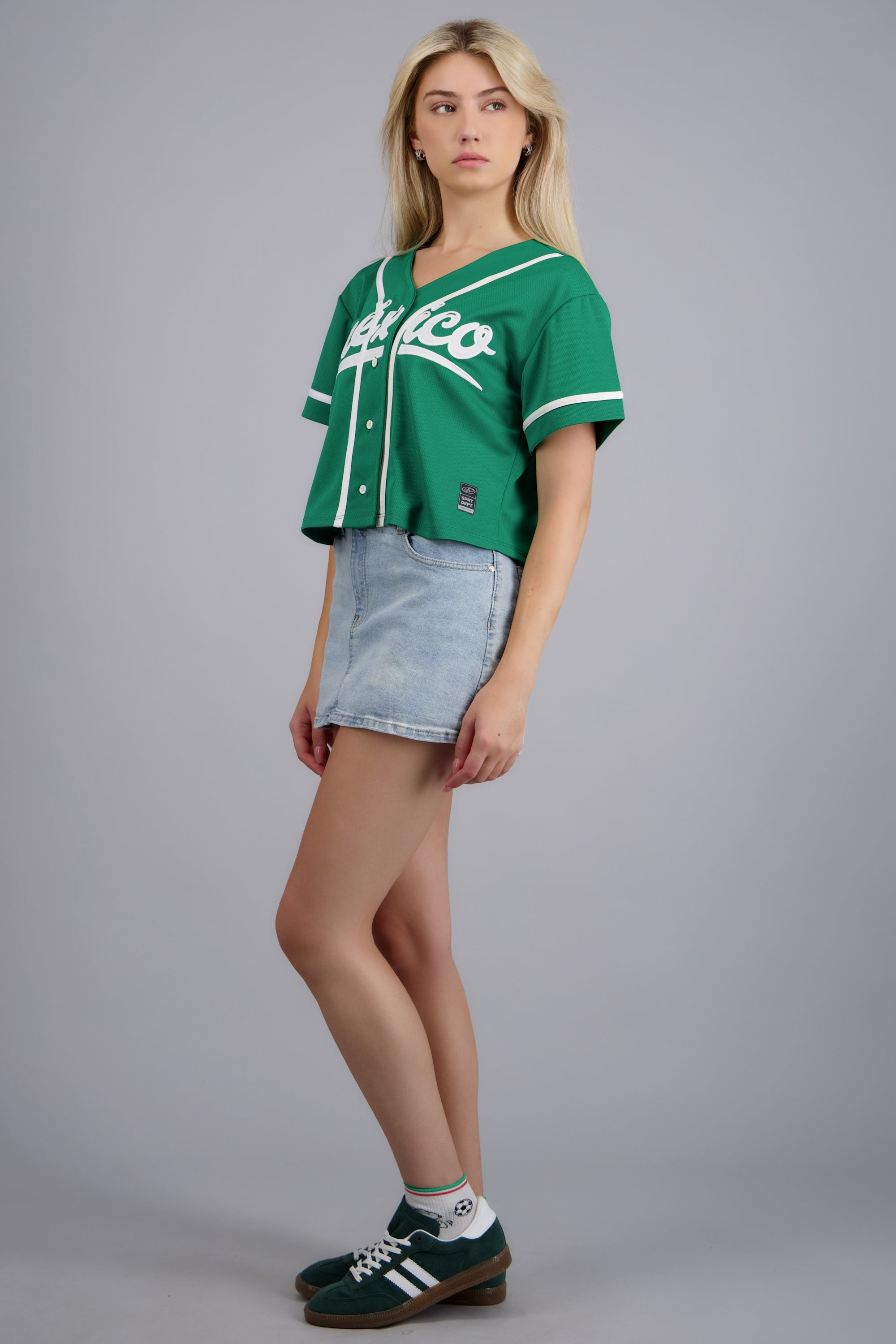 Camisa beisbolera parche México VERDE