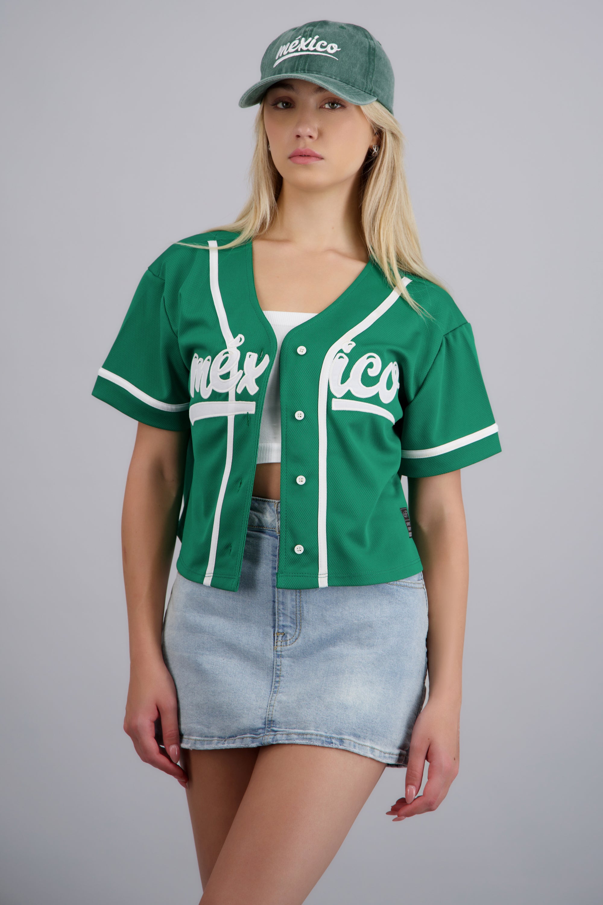 Camisa beisbolera parche México VERDE
