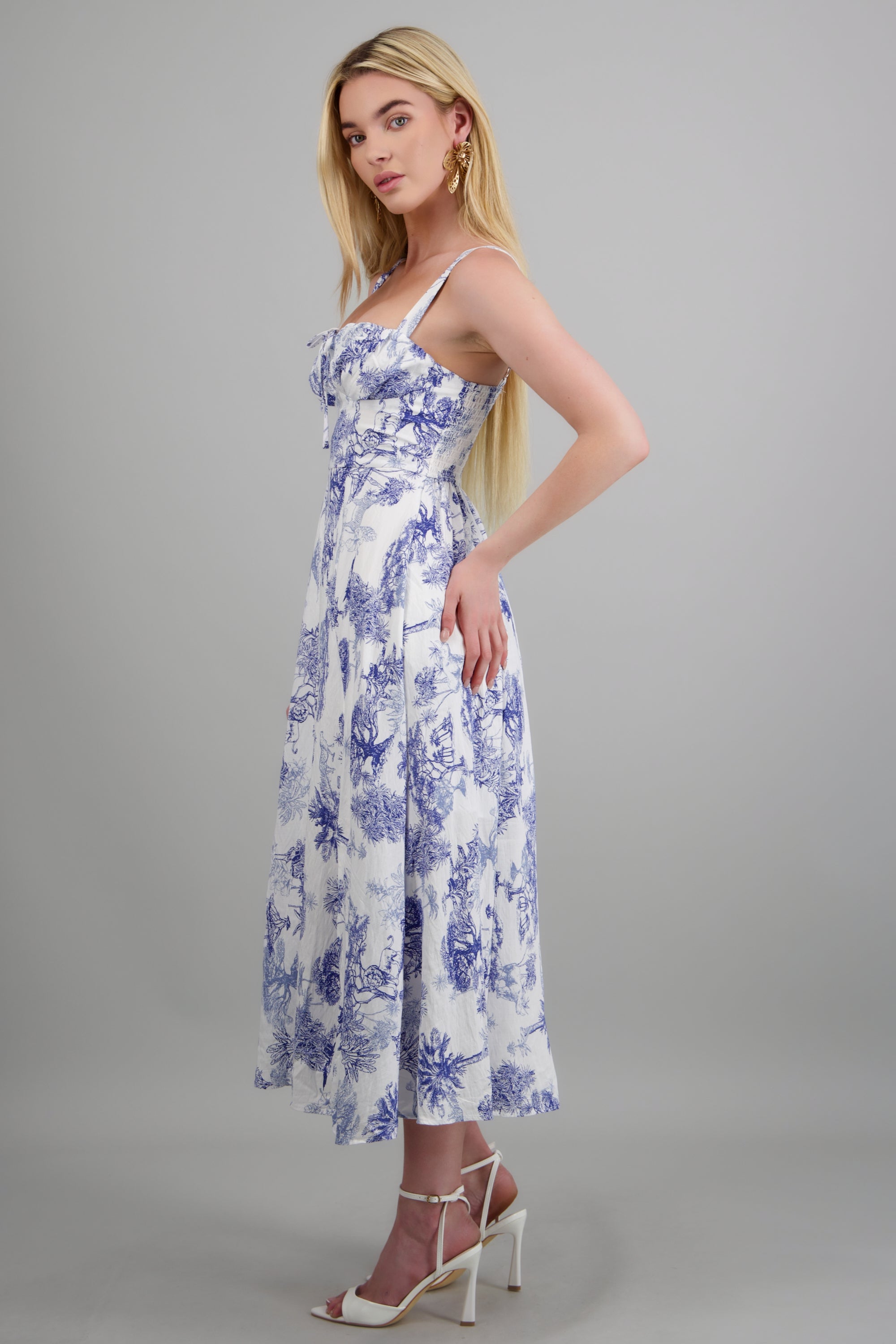 Vestido maxi tirantes flores BLANCO COMBO