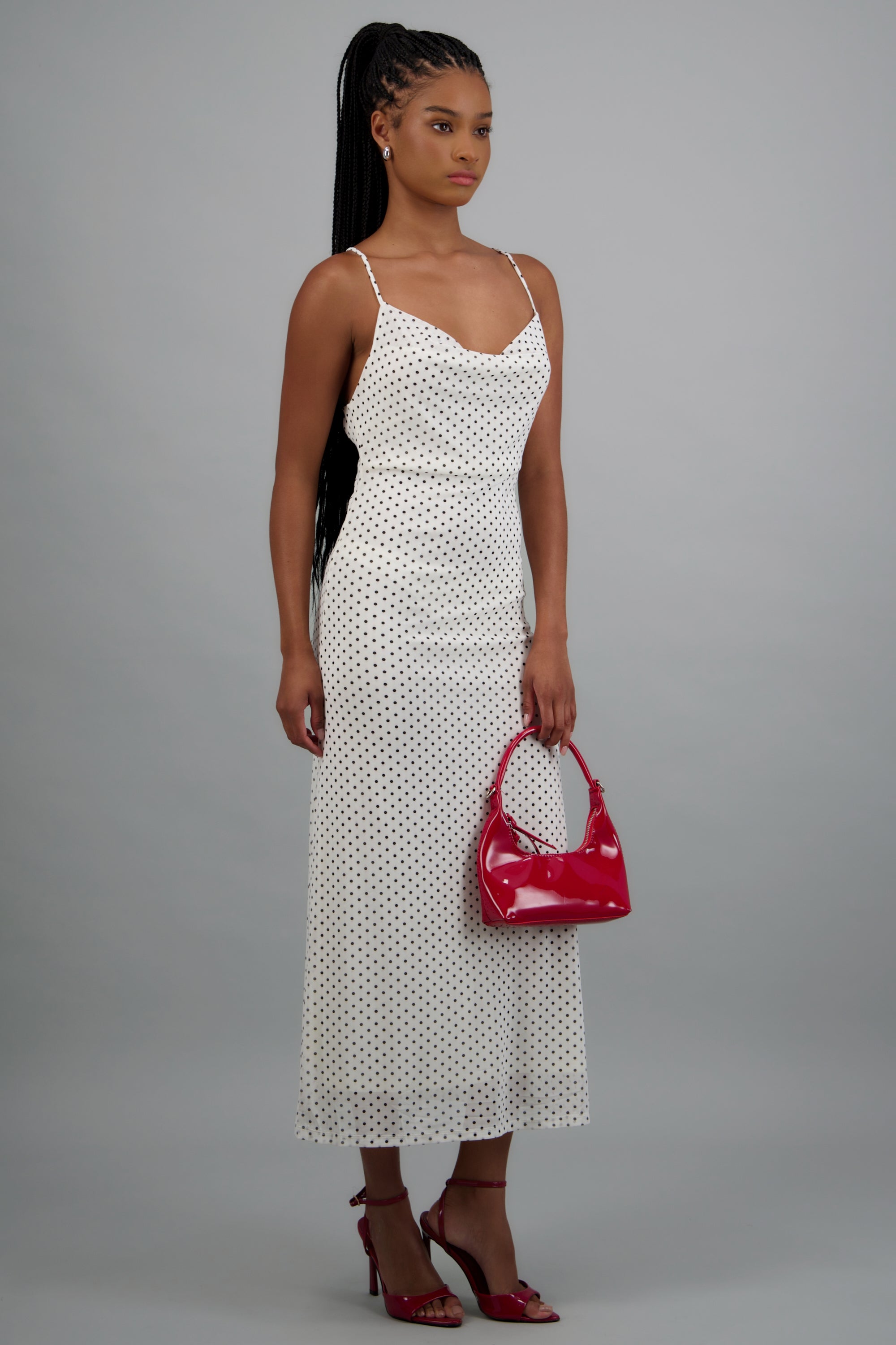 Vestido maxi mesh polka dots HUESO COMBO