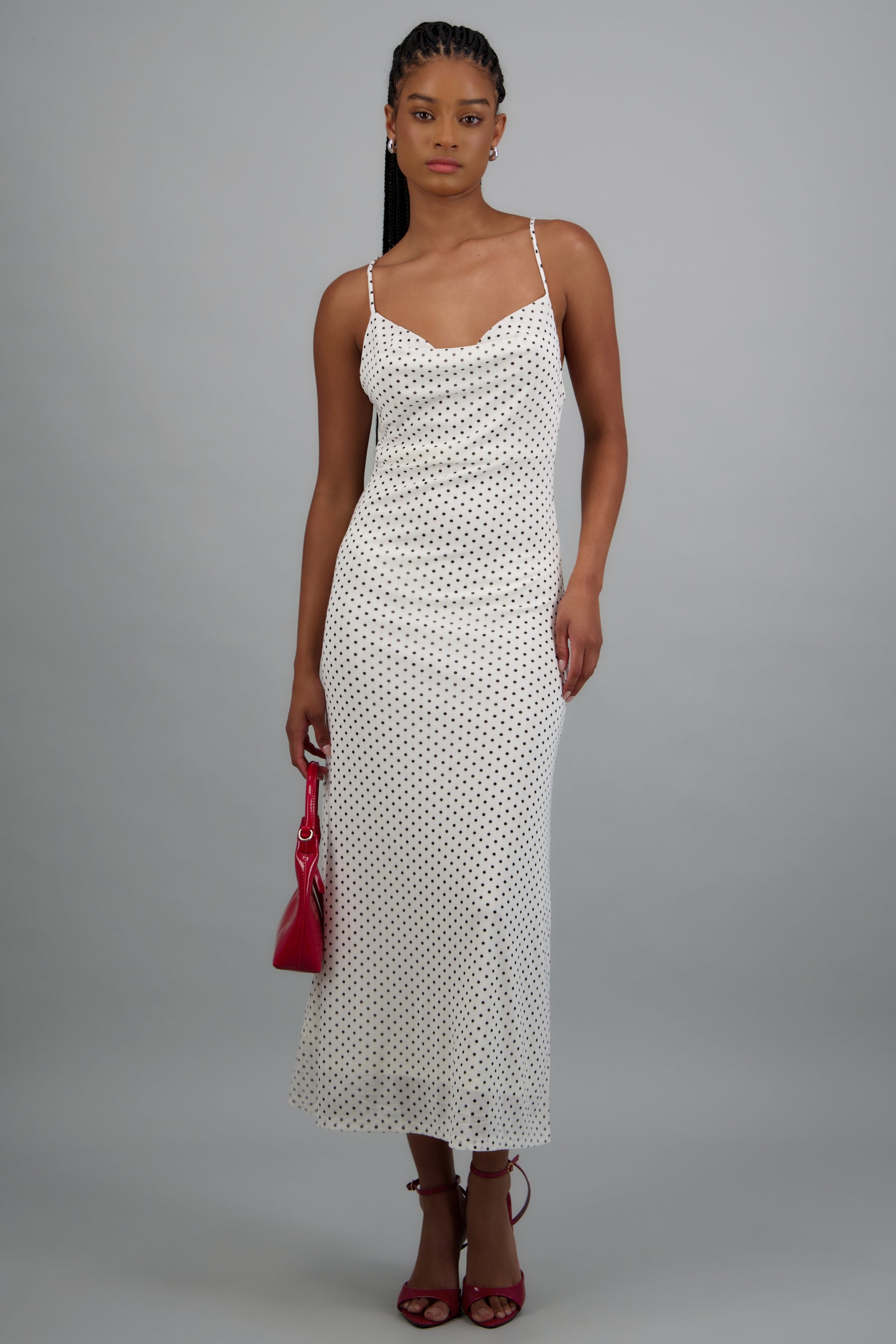 Vestido maxi mesh polka dots HUESO COMBO