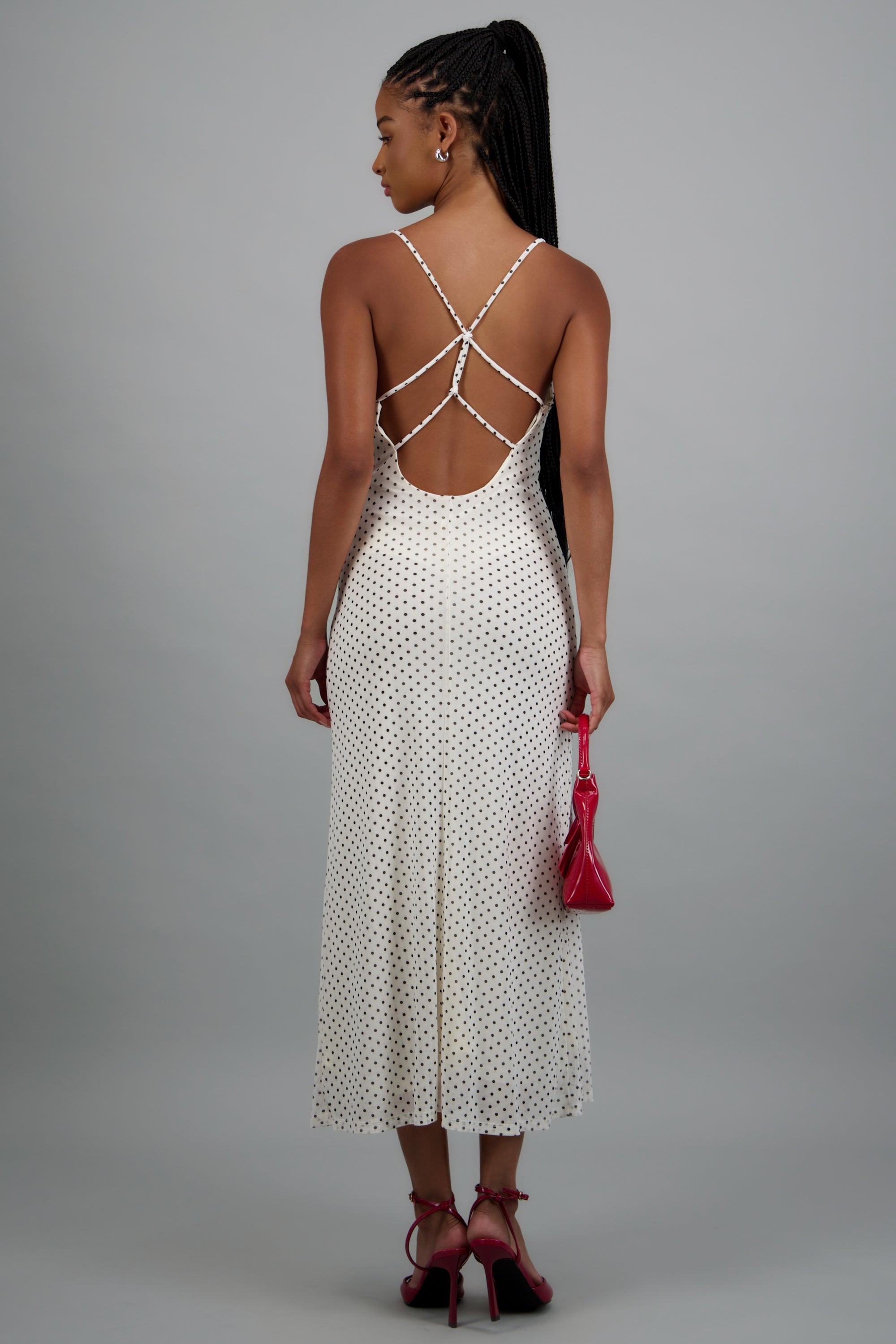 Vestido maxi mesh polka dots HUESO COMBO