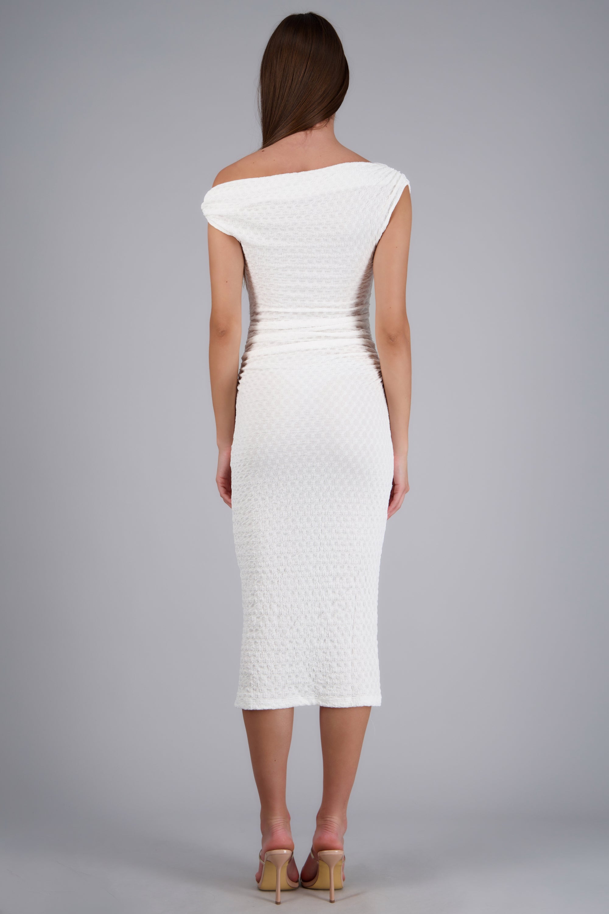 Vestido one shoulder textura BLANCO