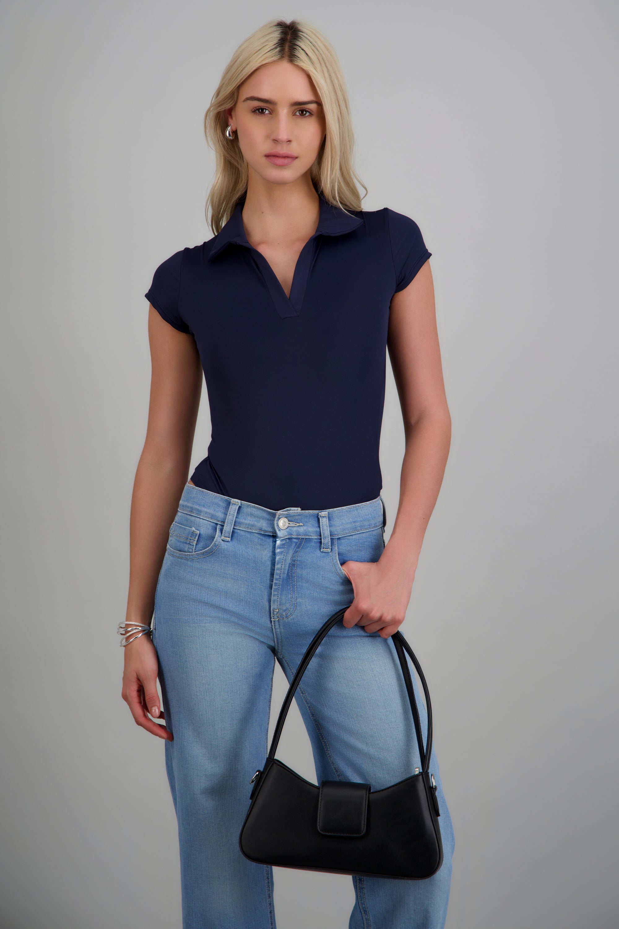Body cuello polo manga corta MARINO
