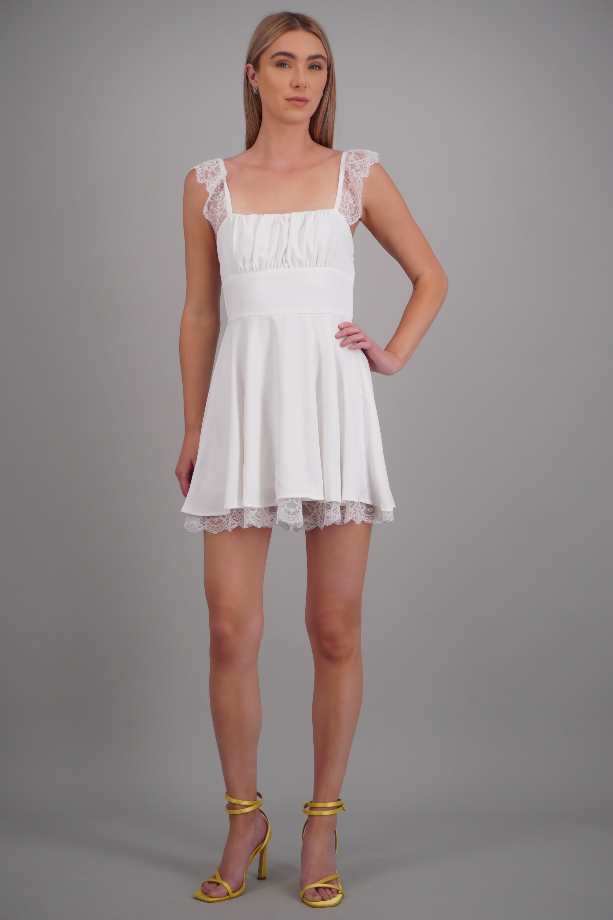 Vestido olanes tirantes encaje BLANCO