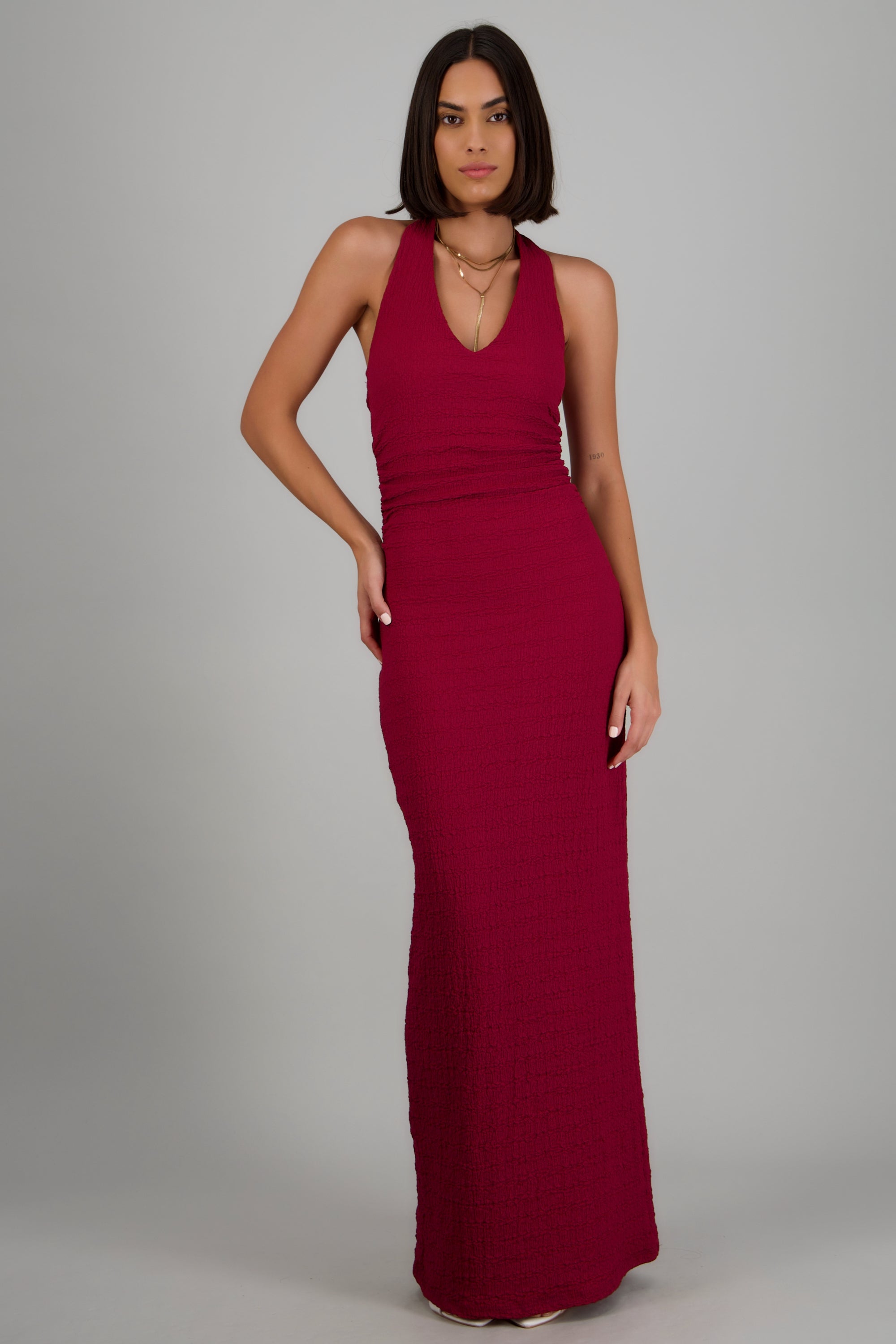 Vetido halter textura CIRUELA
