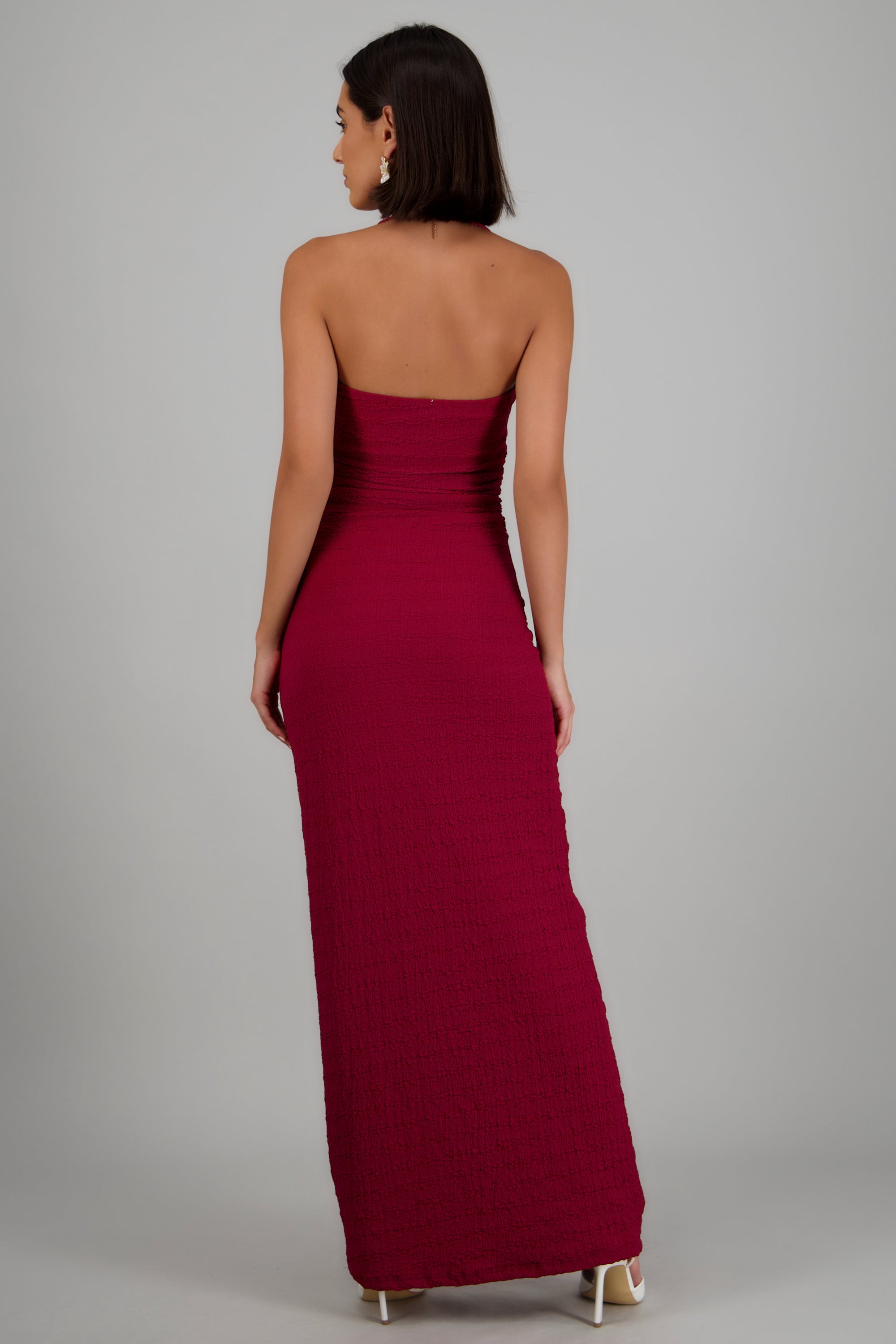 Vetido halter textura CIRUELA