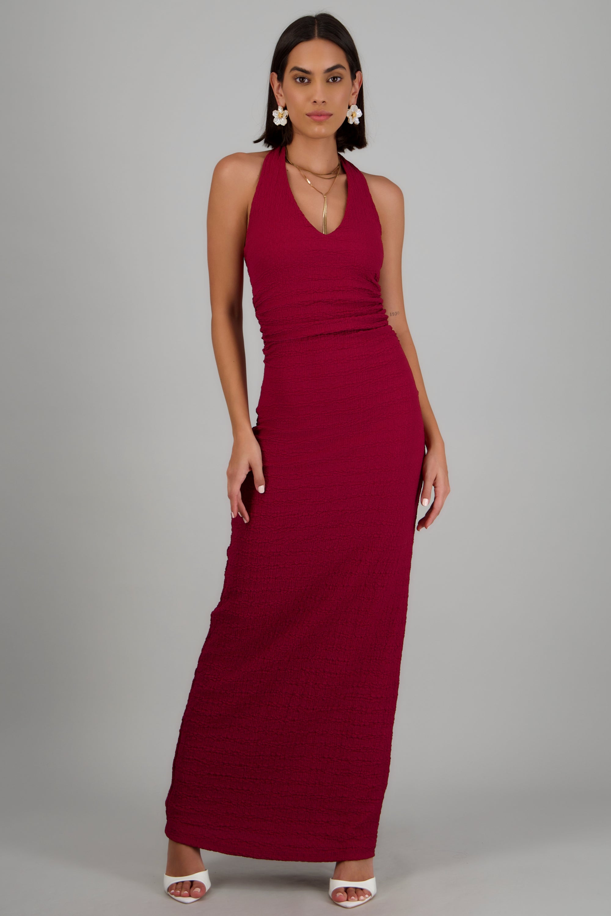 Vetido halter textura CIRUELA