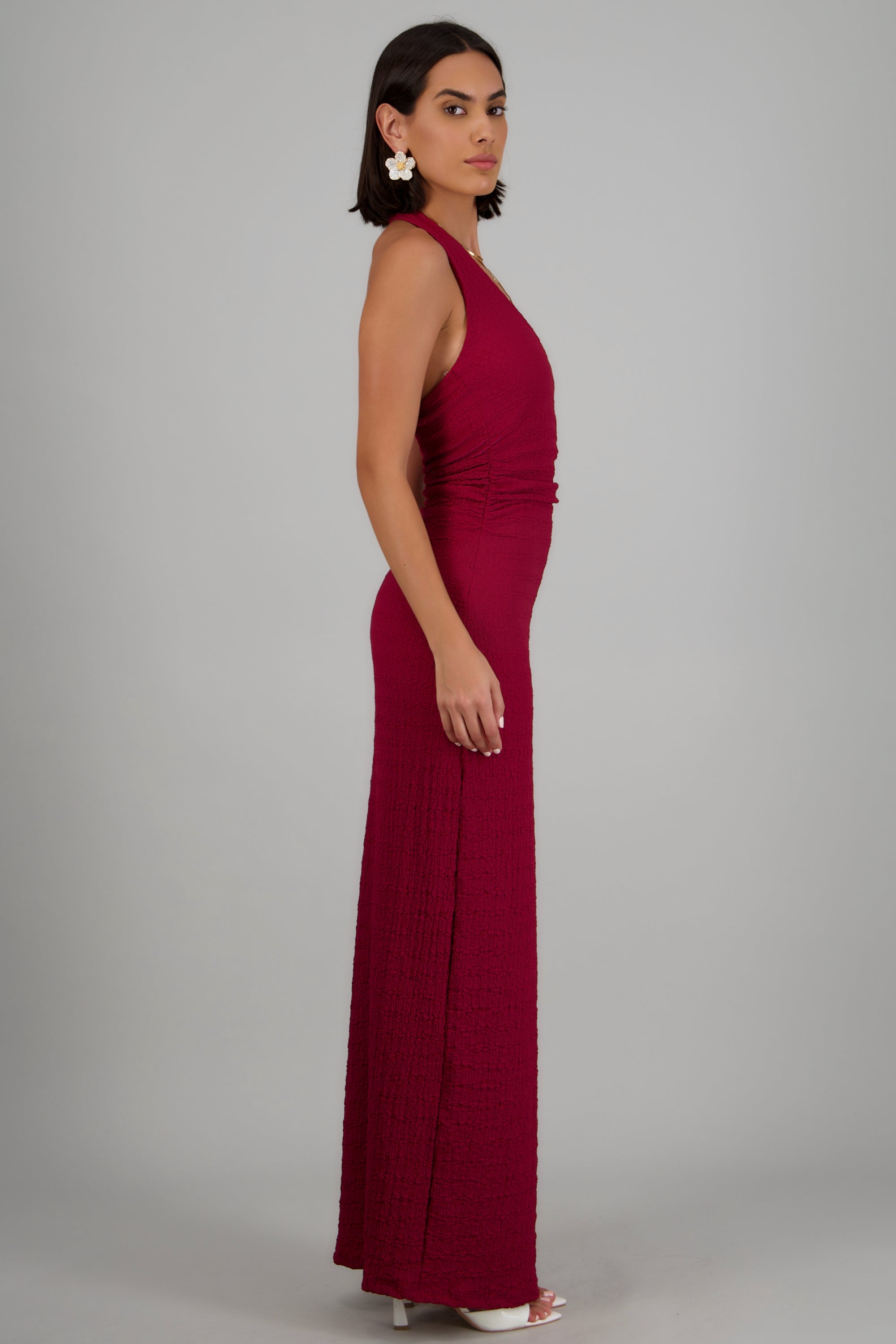 Vetido halter textura CIRUELA