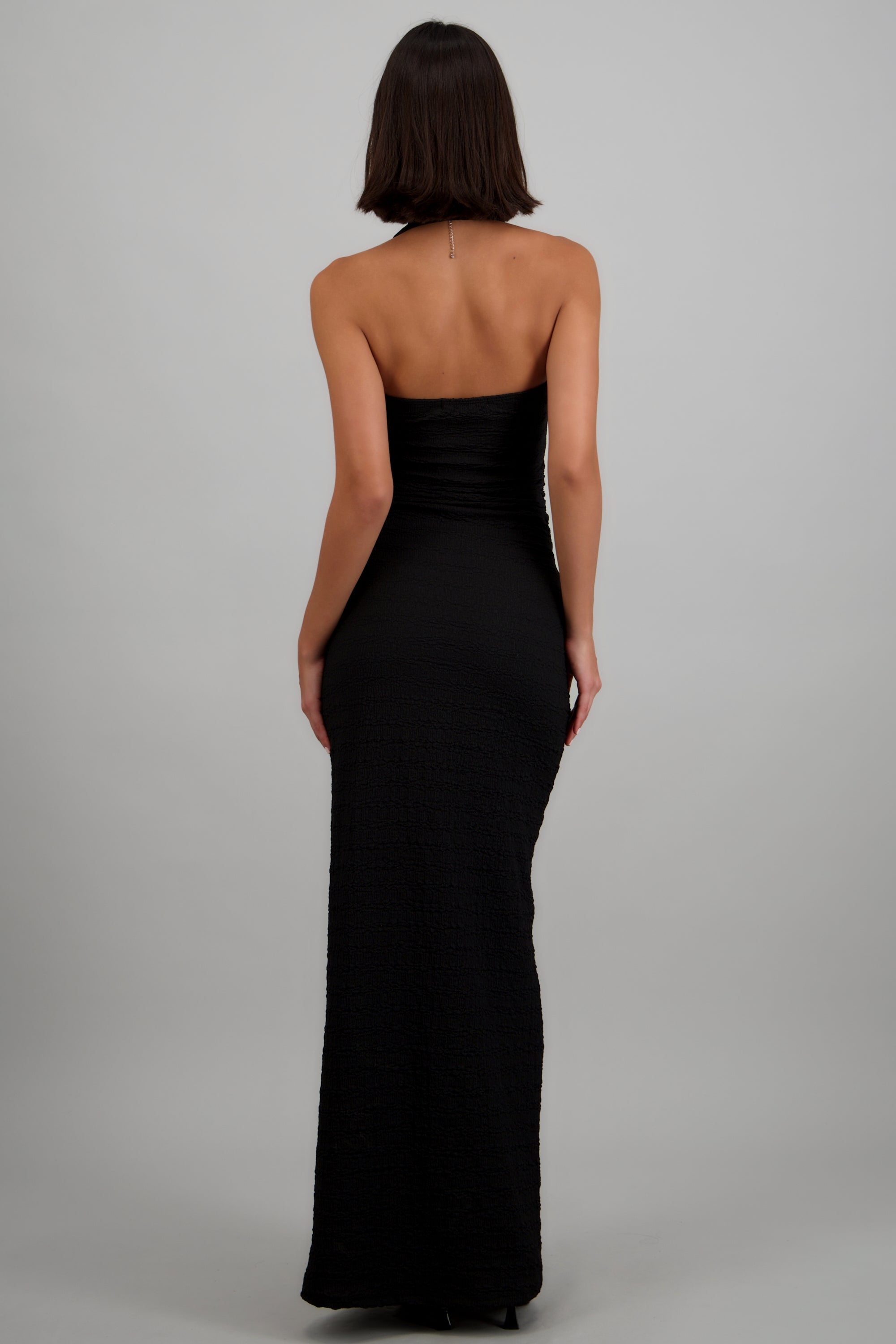 Vetido halter textura NEGRO