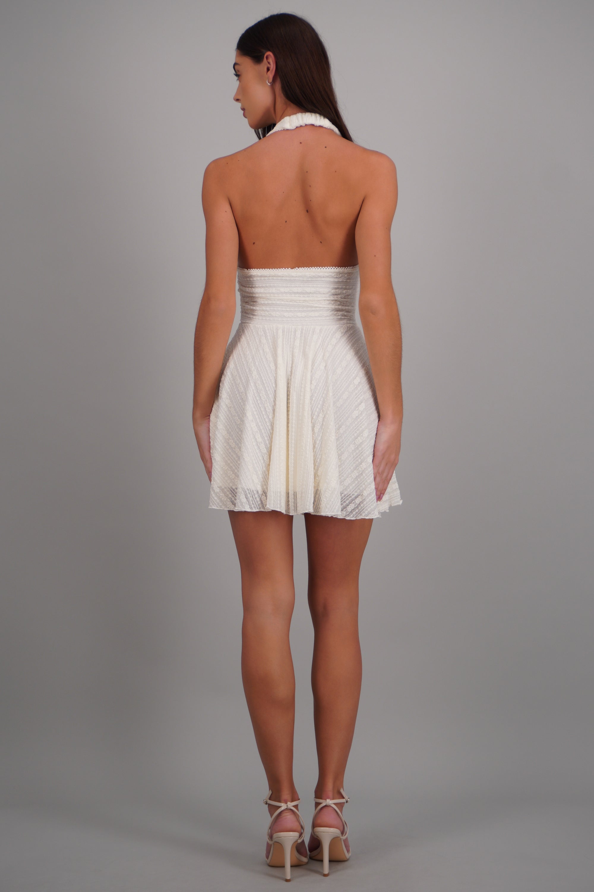 Vestido halter encaje CREMA