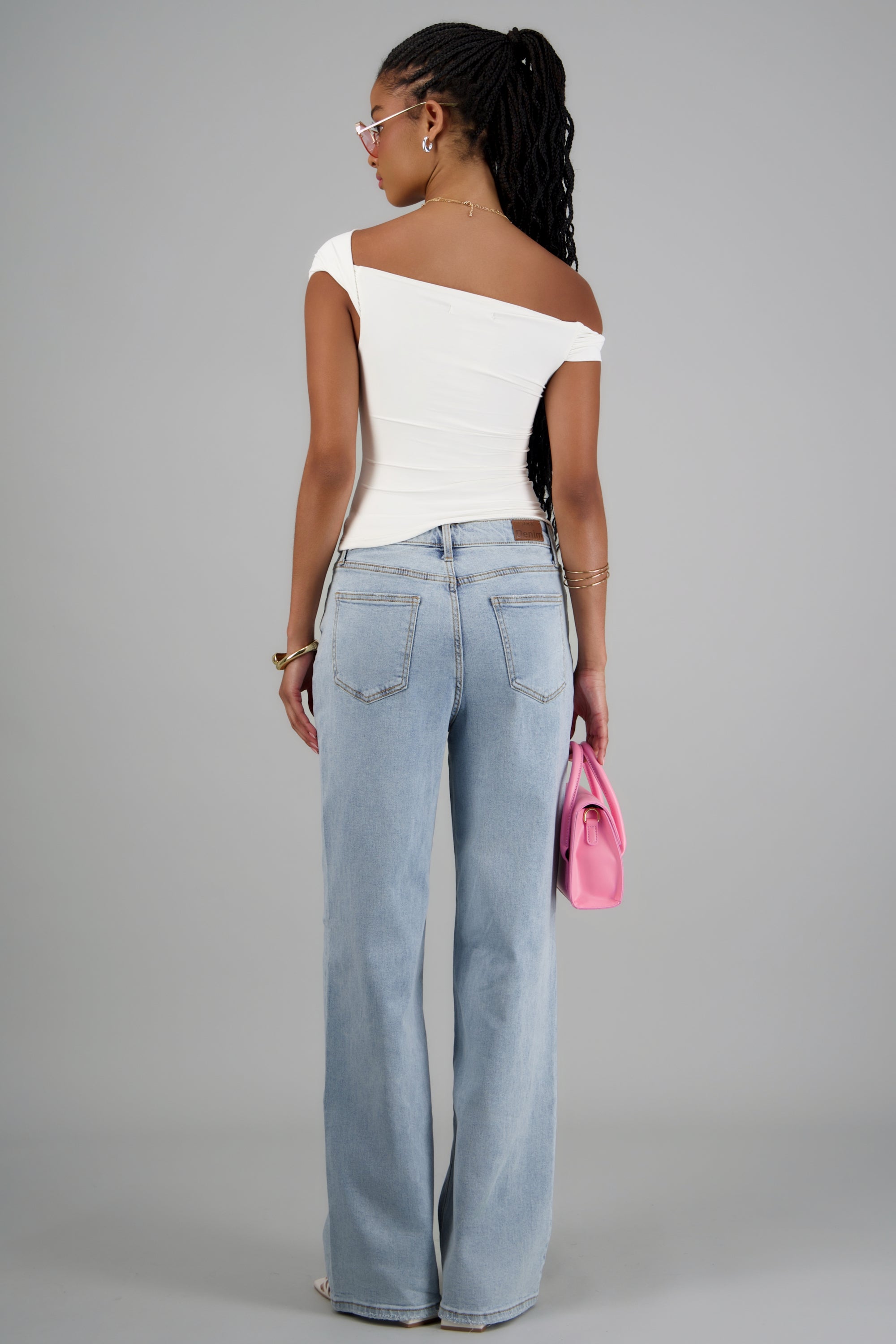 Wide leg jeans pretina cruzada LIGHT WASH