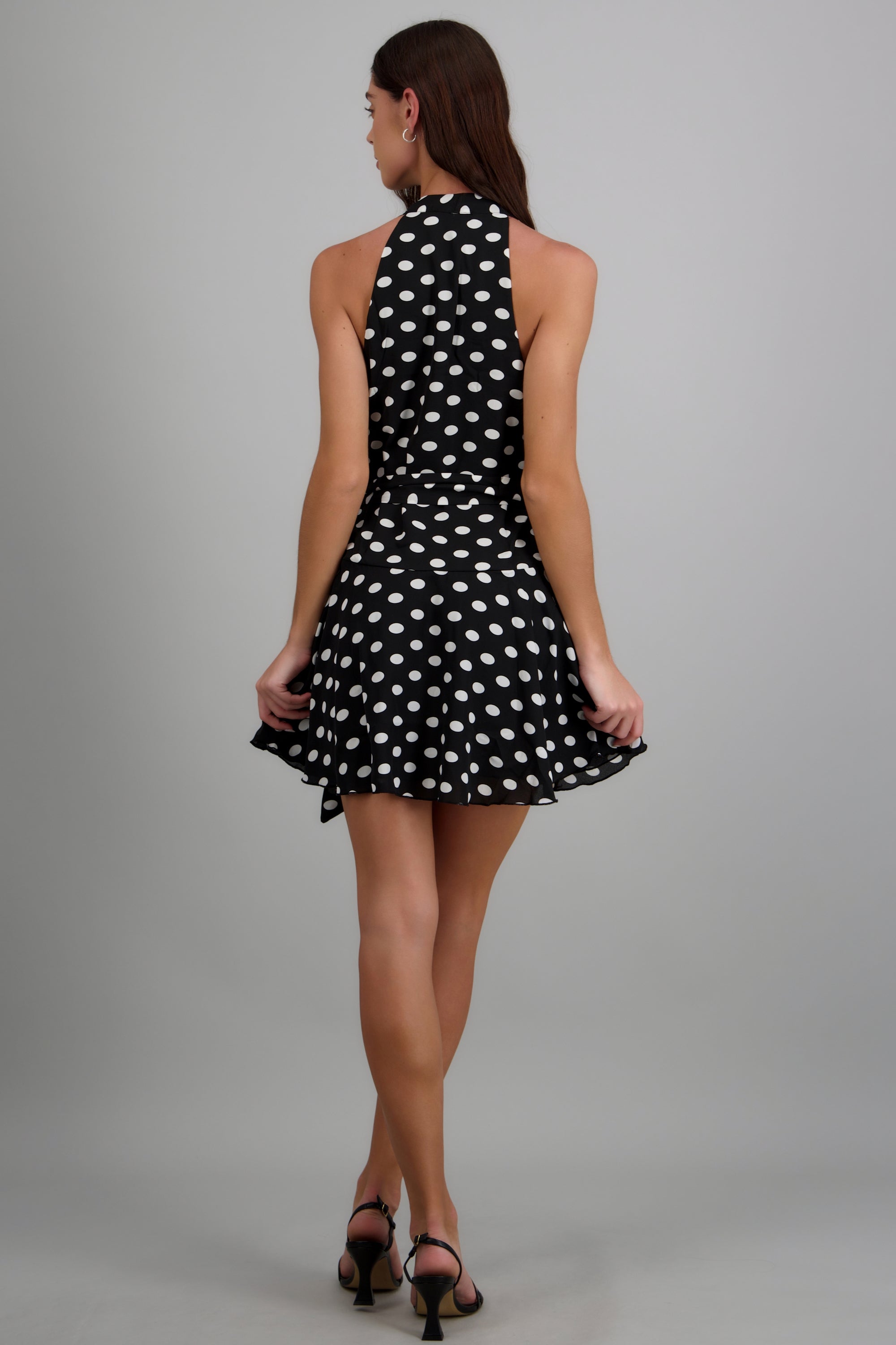 Vestido cruzado polka dots NEGRO COMBO