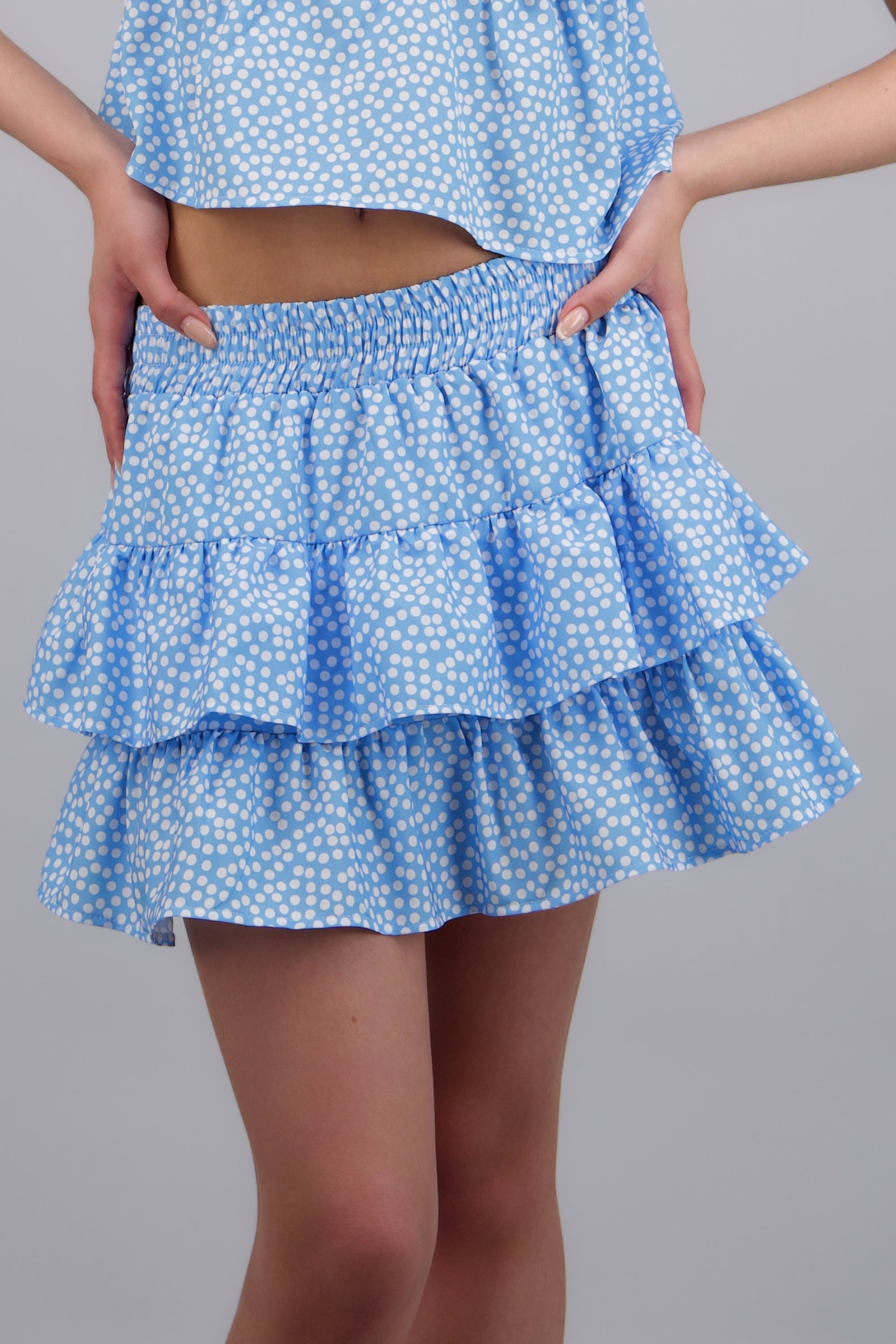 Falda olanes estampado polka dots AZUL COMBO