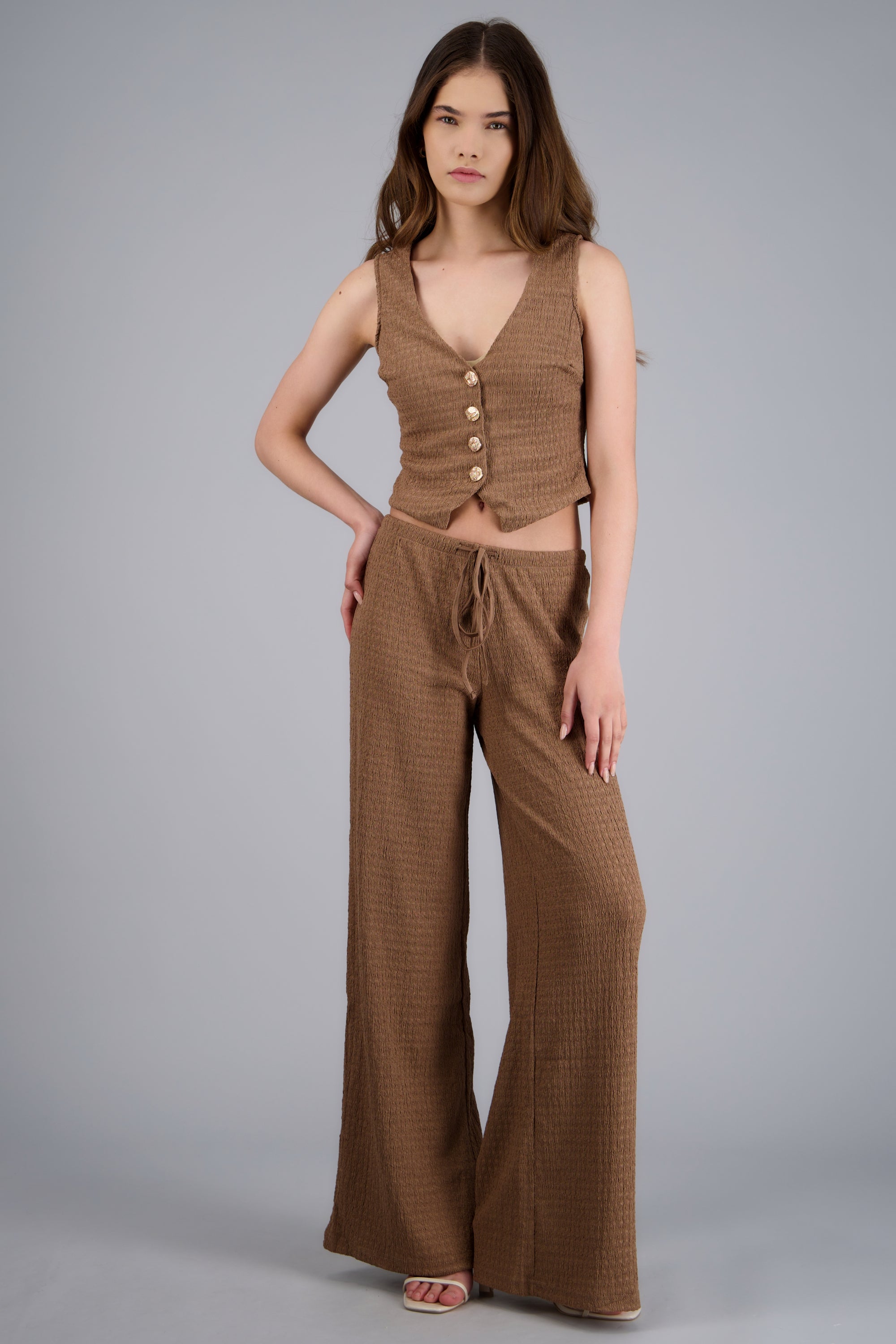 Pantalón textura jareta funcional TAUPE