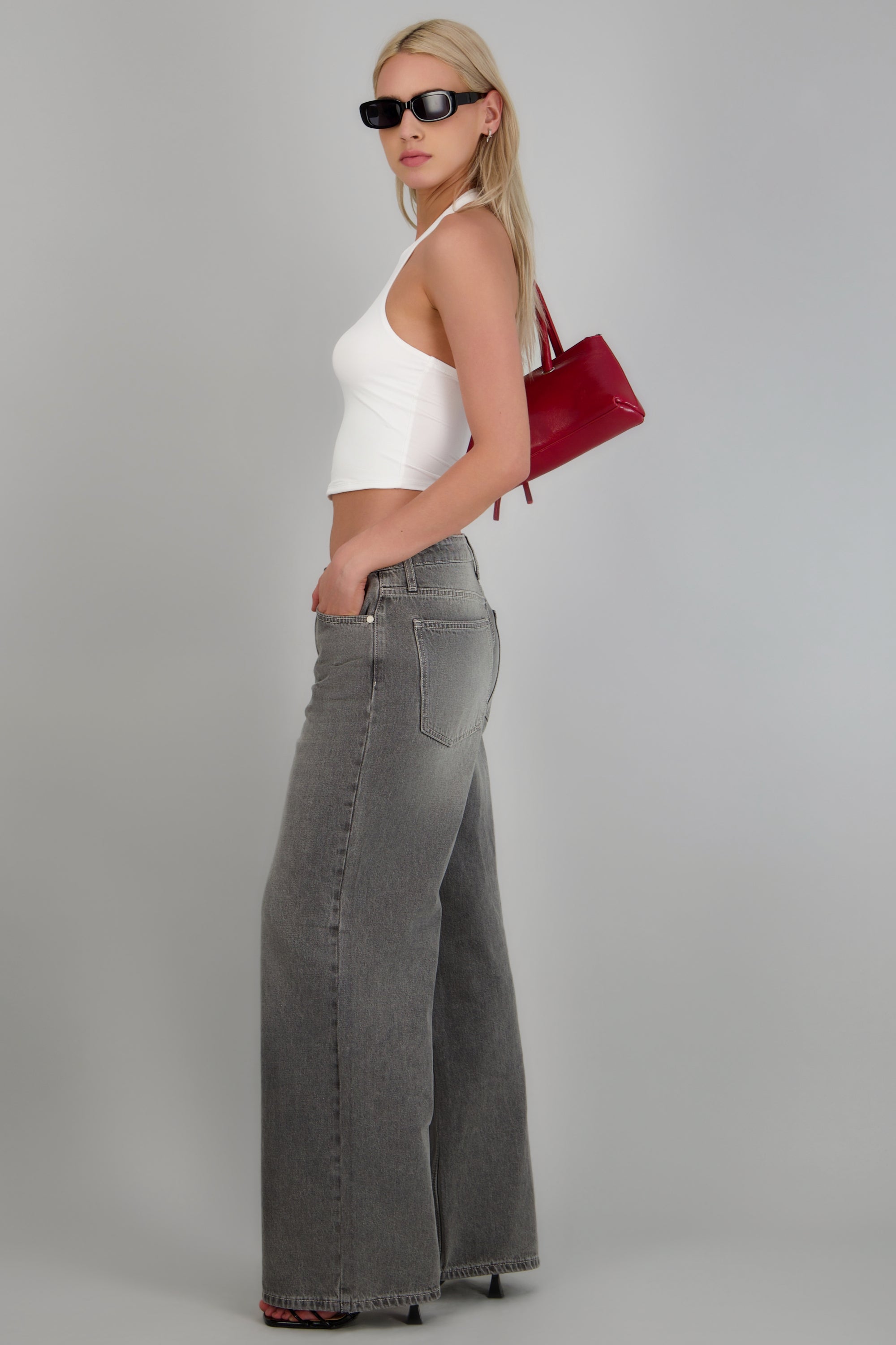 Wide leg vintage loose jeans GRIS