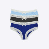 Tripack bikini rib detalle encaje