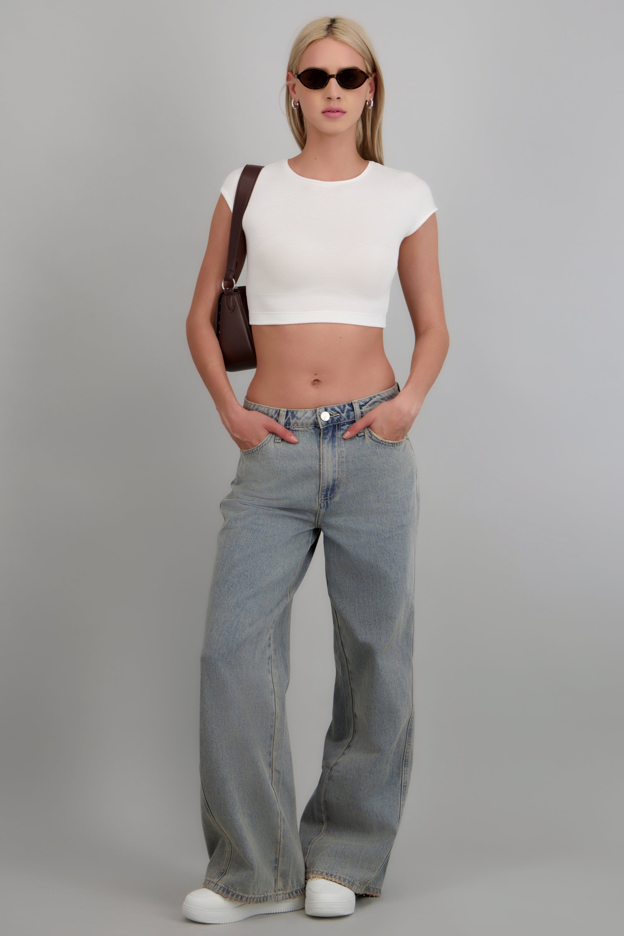 Vintage loose jeans wide leg rectos GRIS