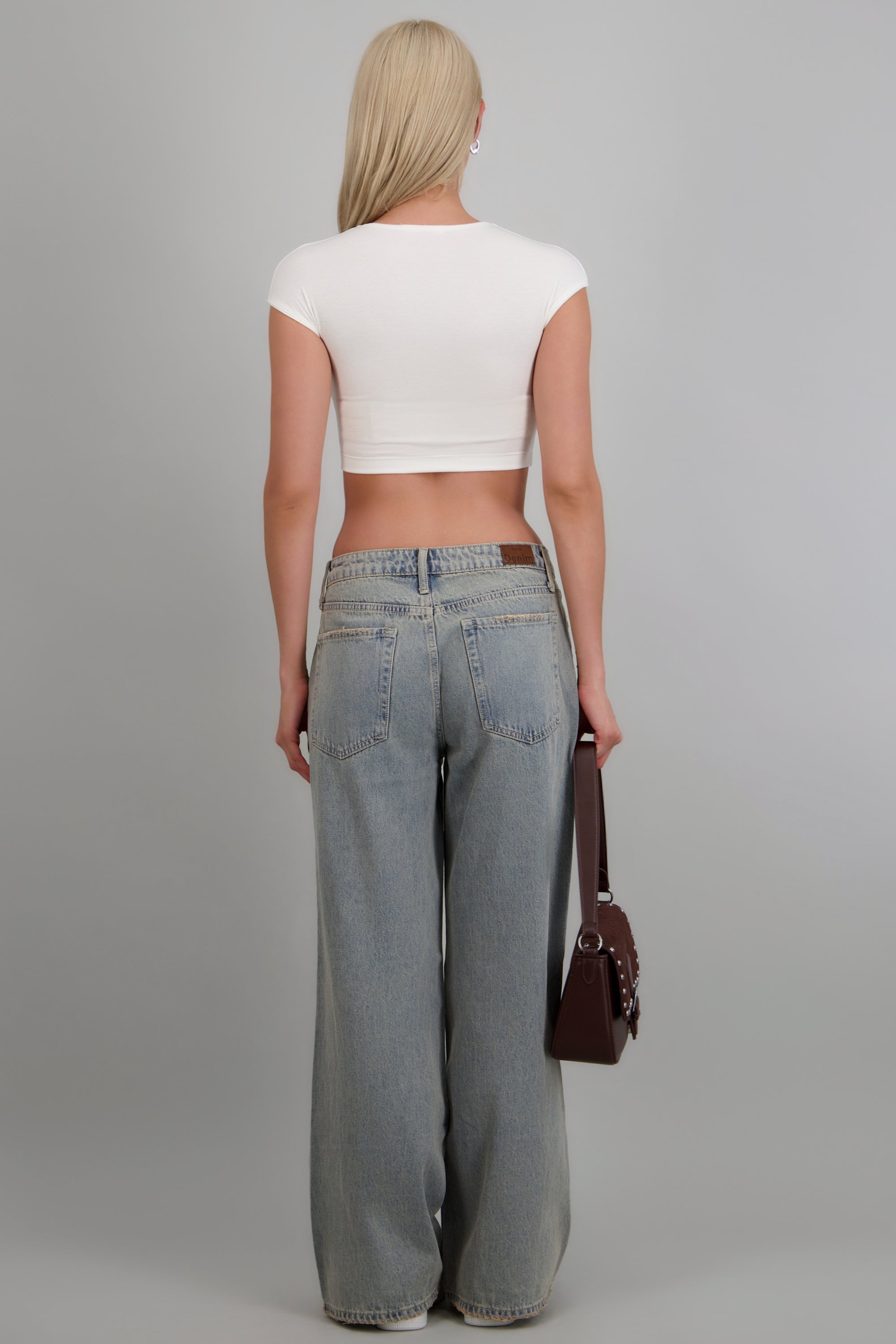 Vintage loose jeans wide leg rectos GRIS