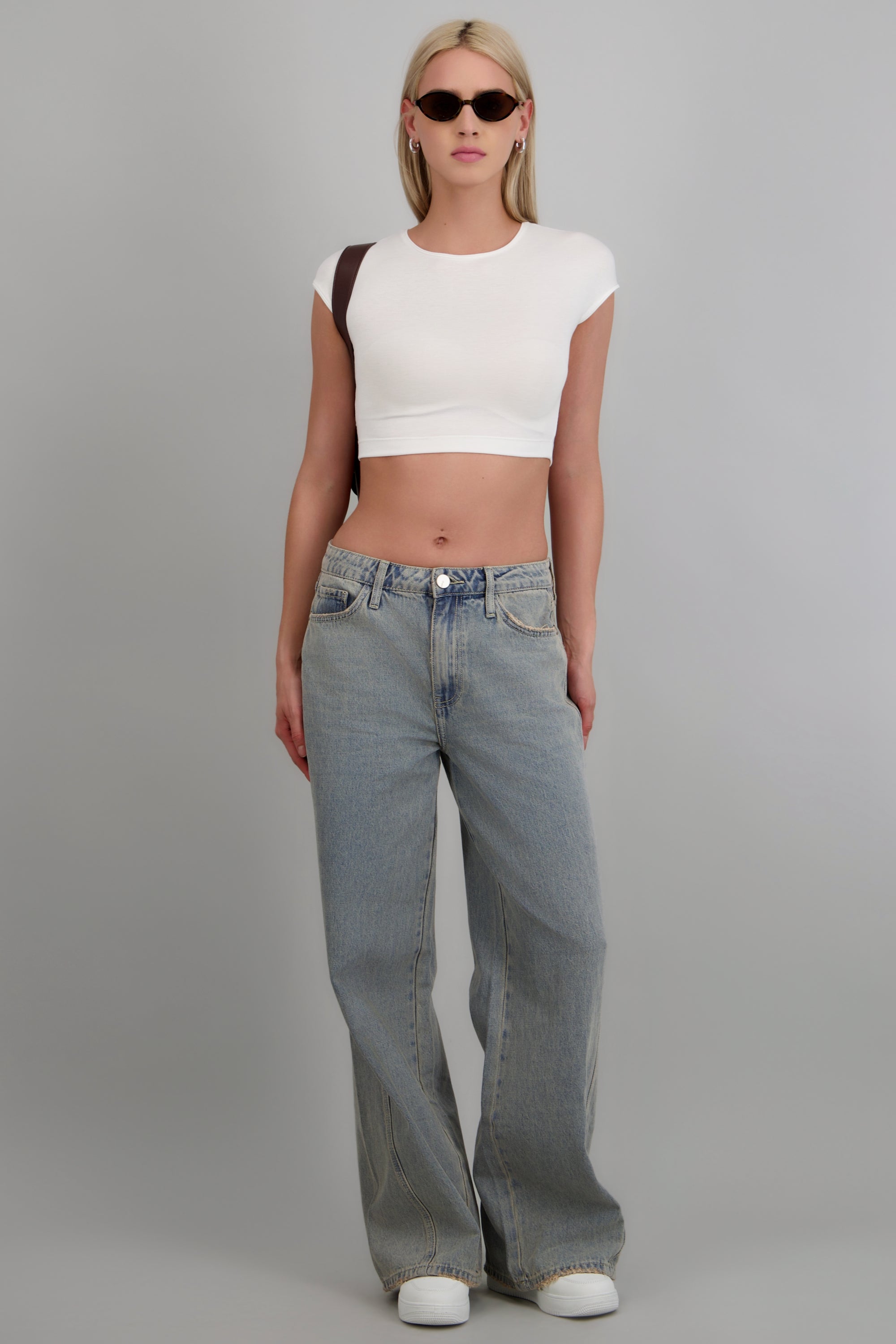 Vintage loose jeans wide leg rectos GRIS