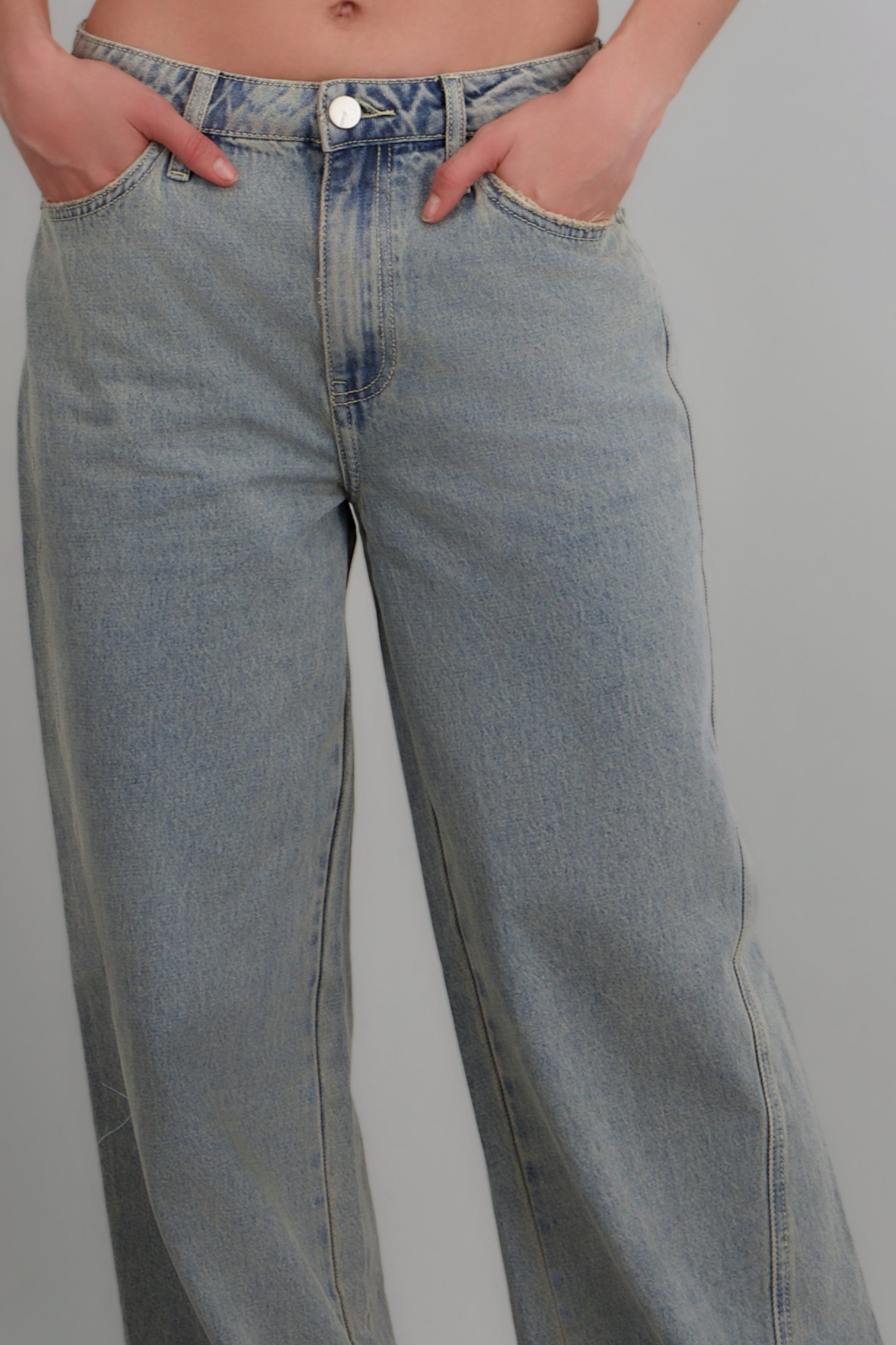 Vintage loose jeans wide leg rectos GRIS