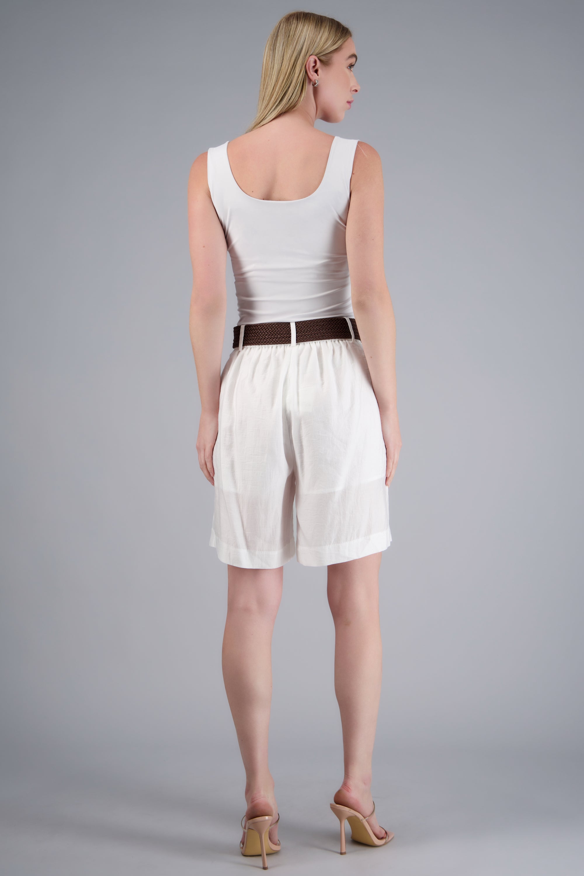 Shorts lisos cinturon BLANCO