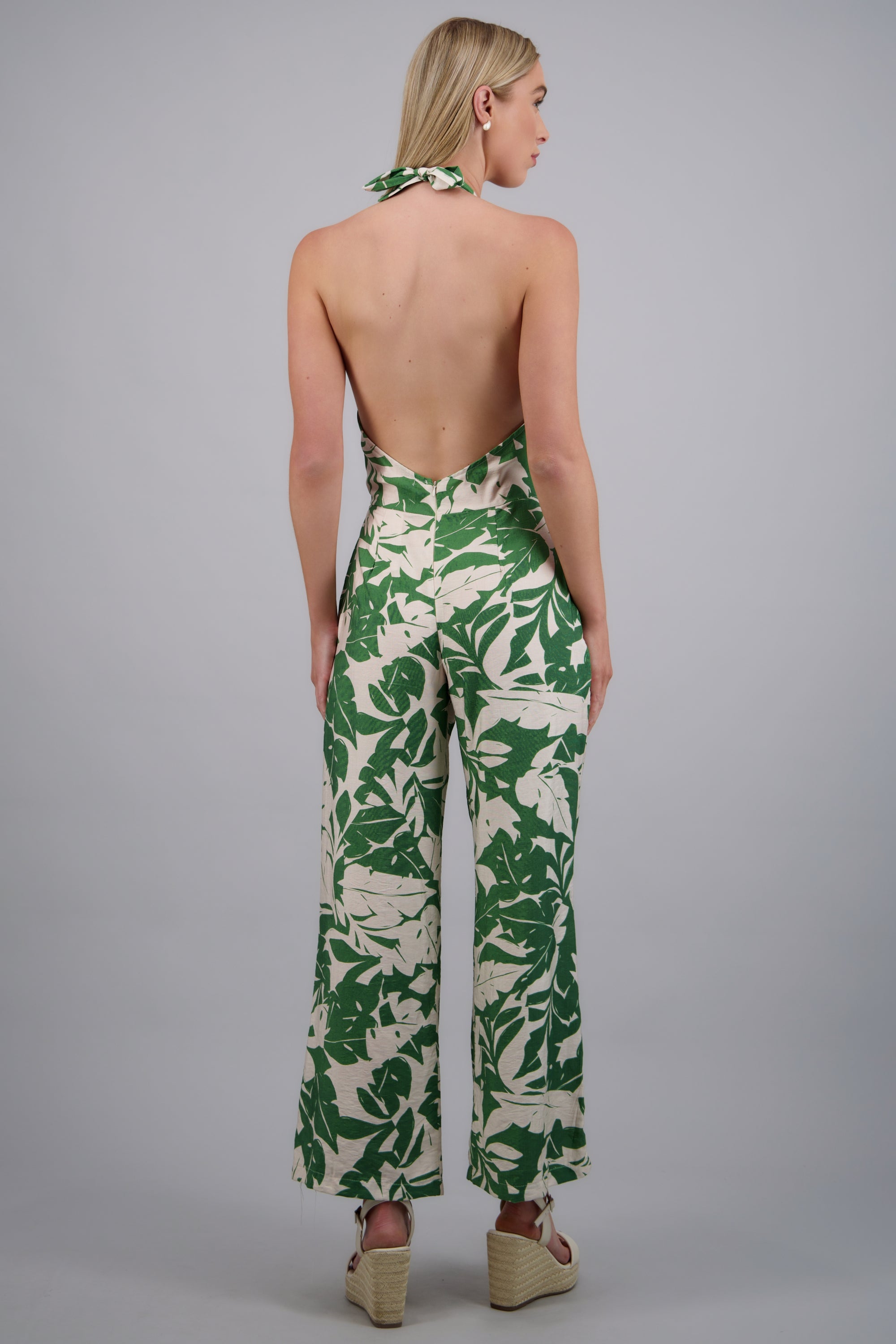 Jumpsuit halter estampado tropical VERDE COMBO