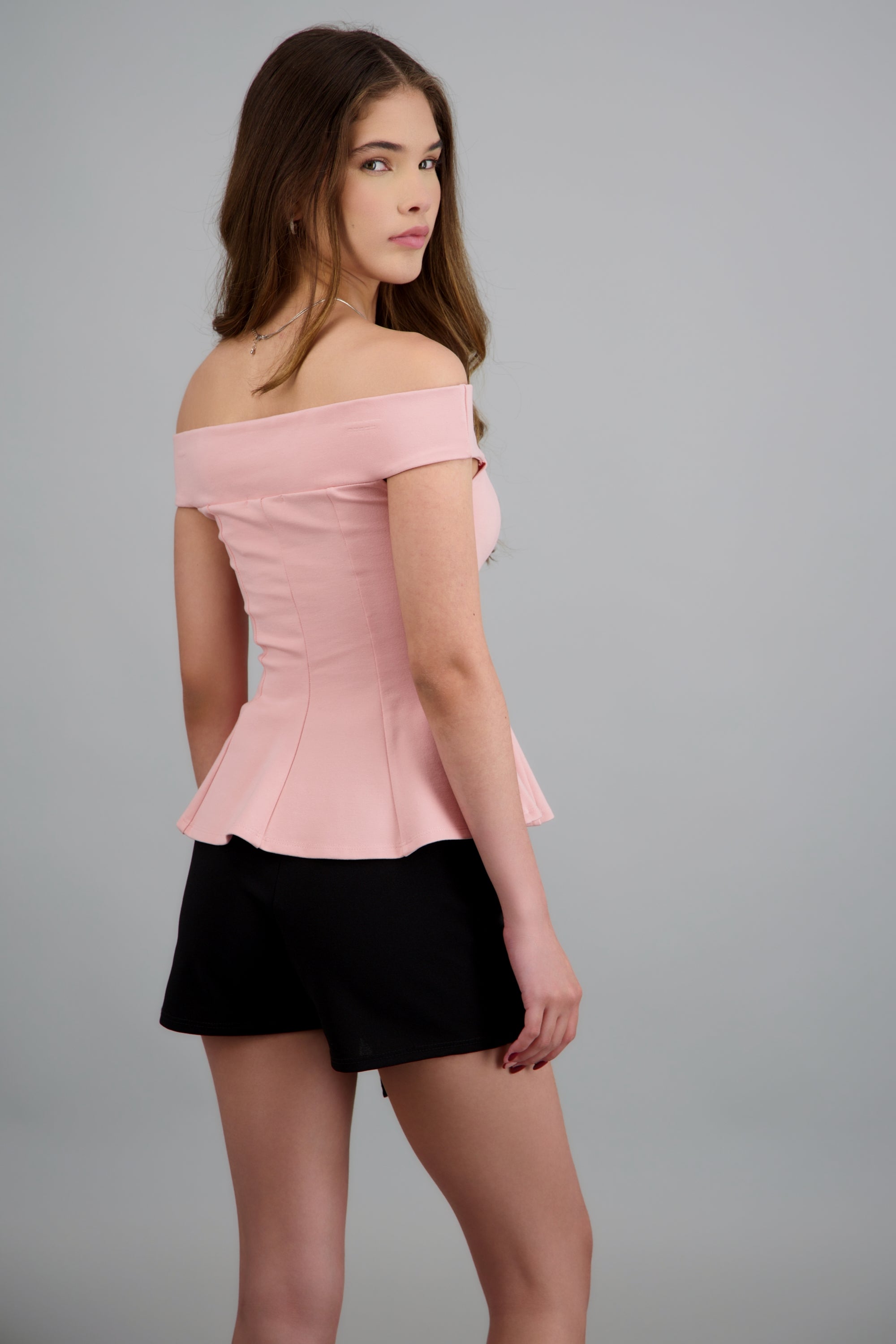 Top off shoulder peplum ROSA PASTEL