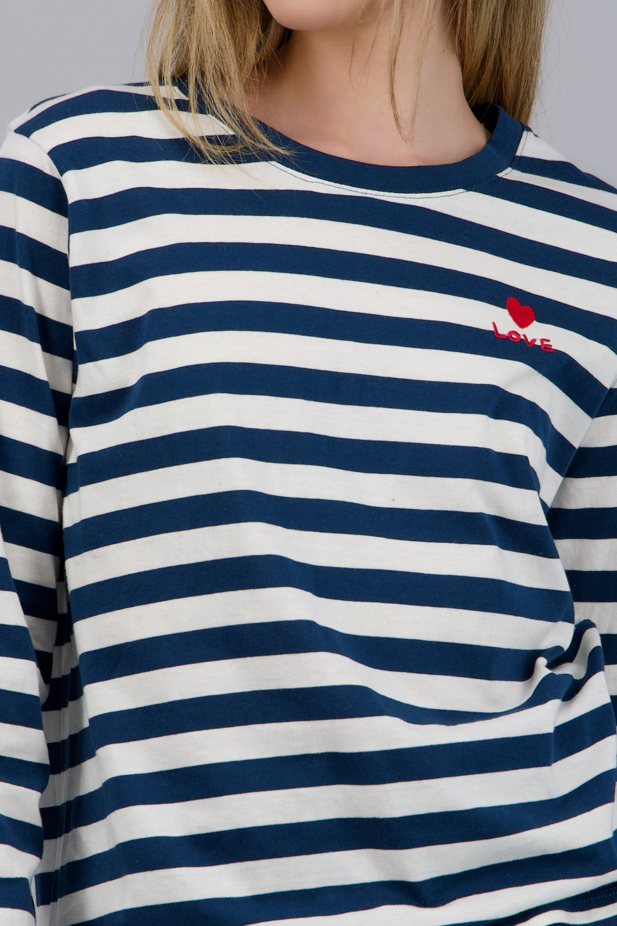 PLAYERA MANGA LARGA RAYAS AZUL COMBO