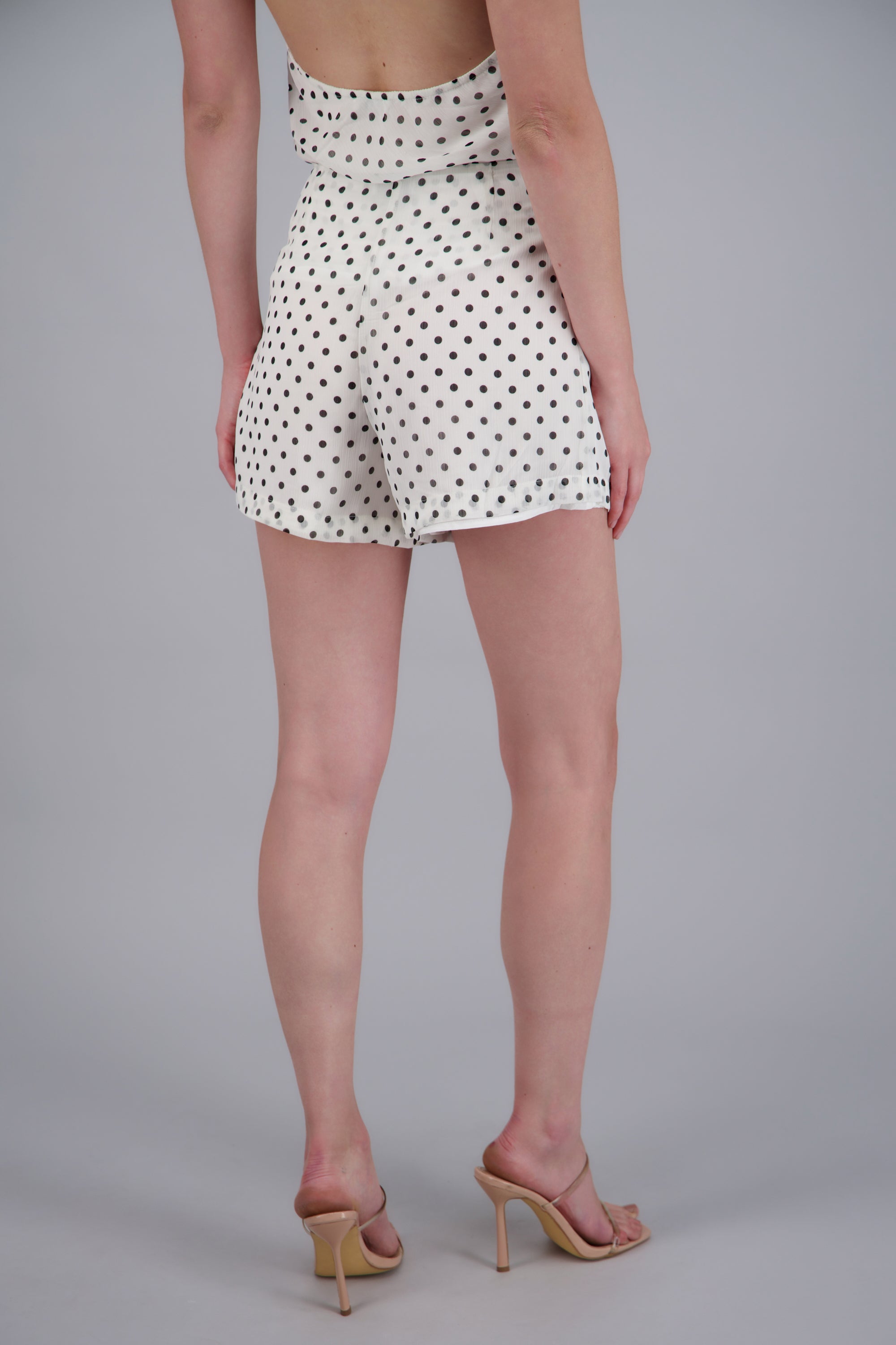 short mini fluido detalle polka dots BLANCO COMBO