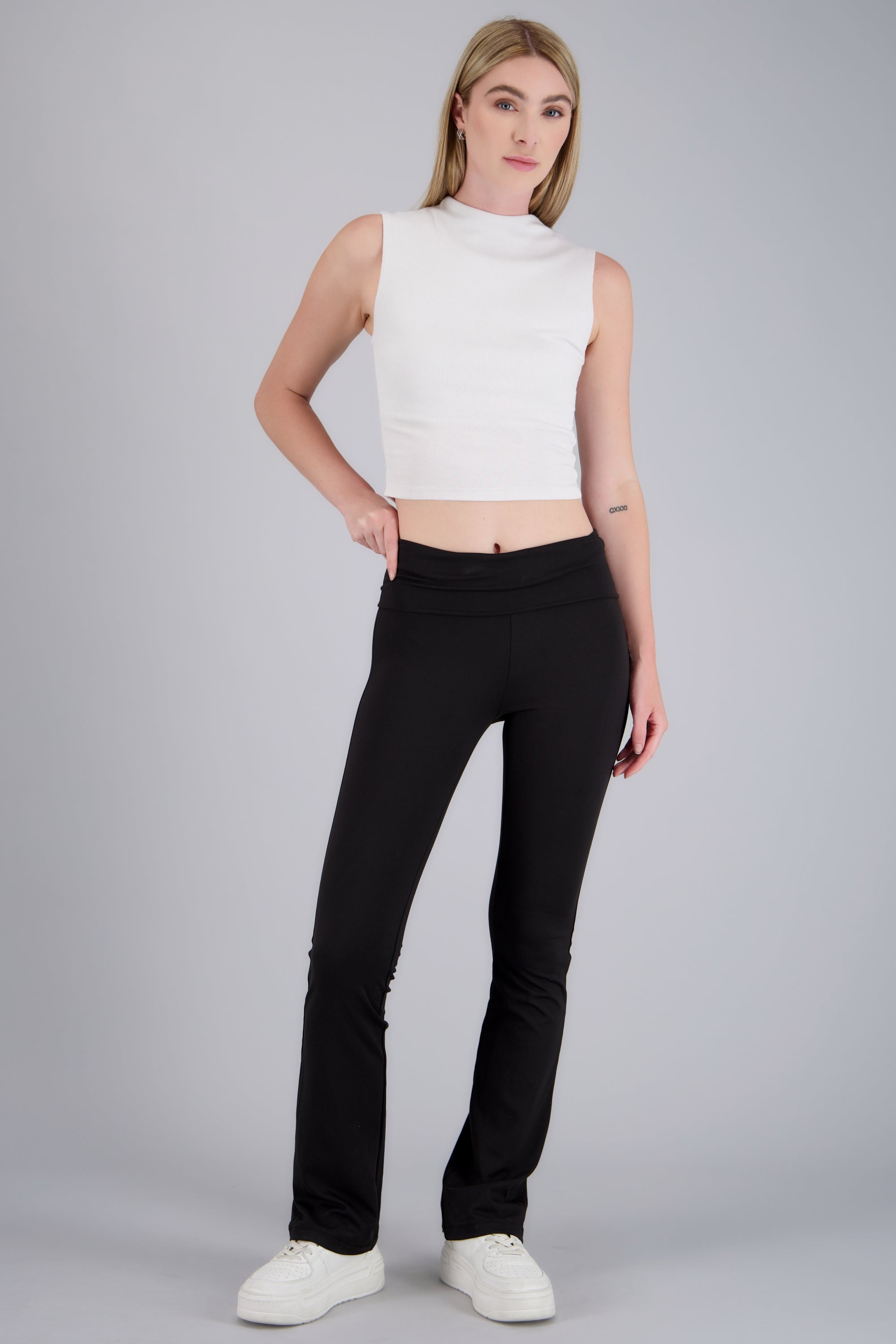 leggings corte recto pretina ancha NEGRO