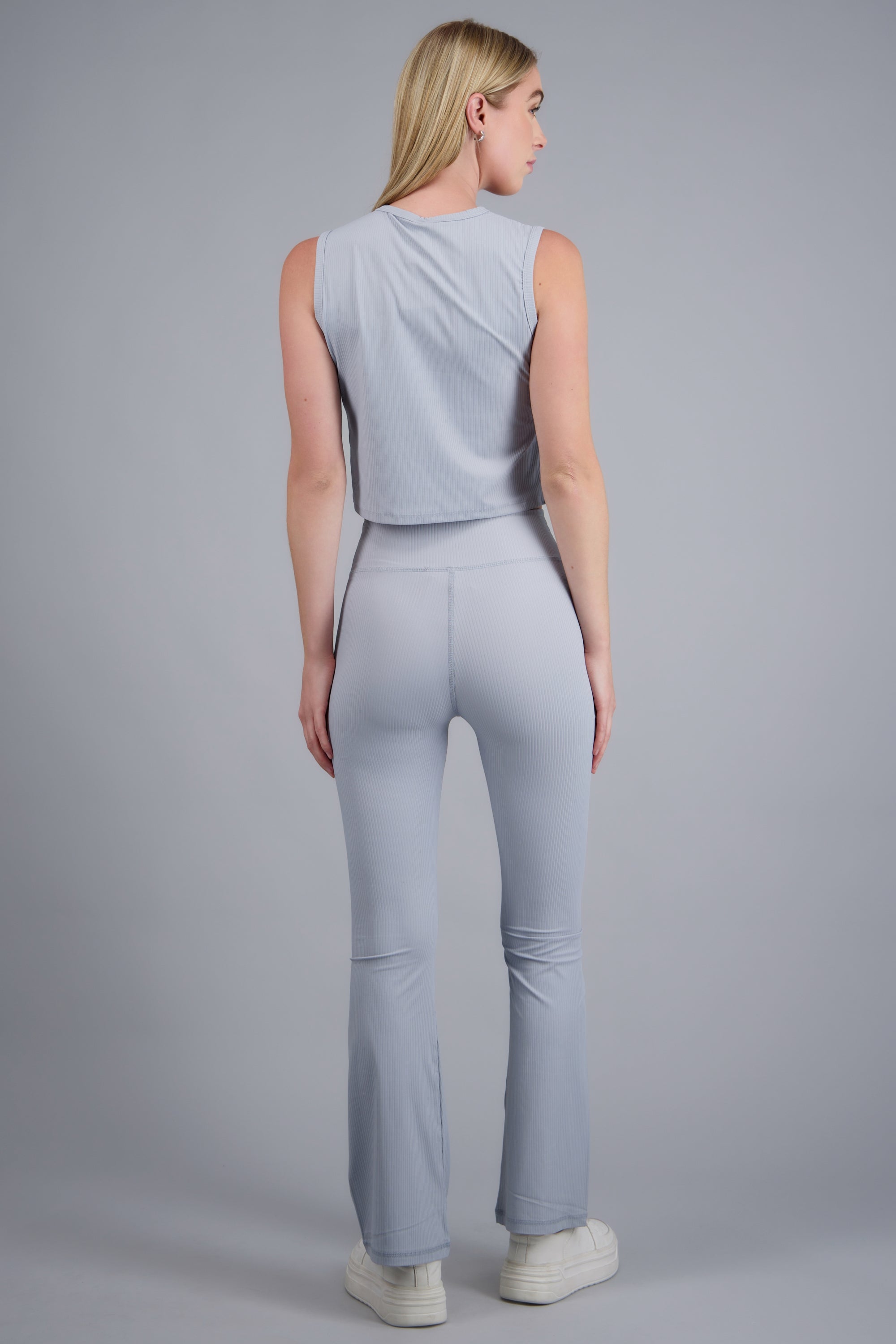 Leggings rib flare AZUL CIELO