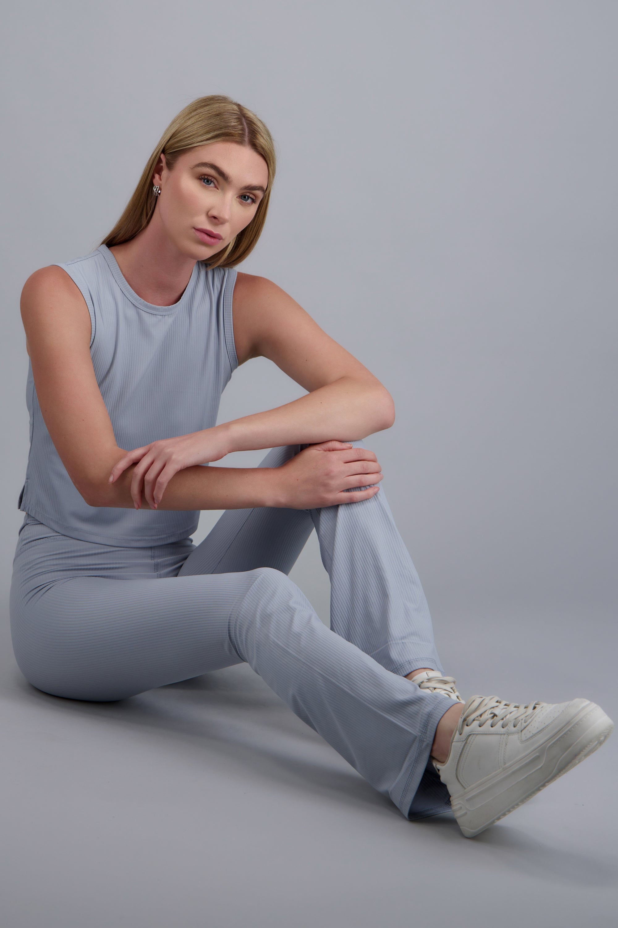 Leggings rib flare AZUL CIELO