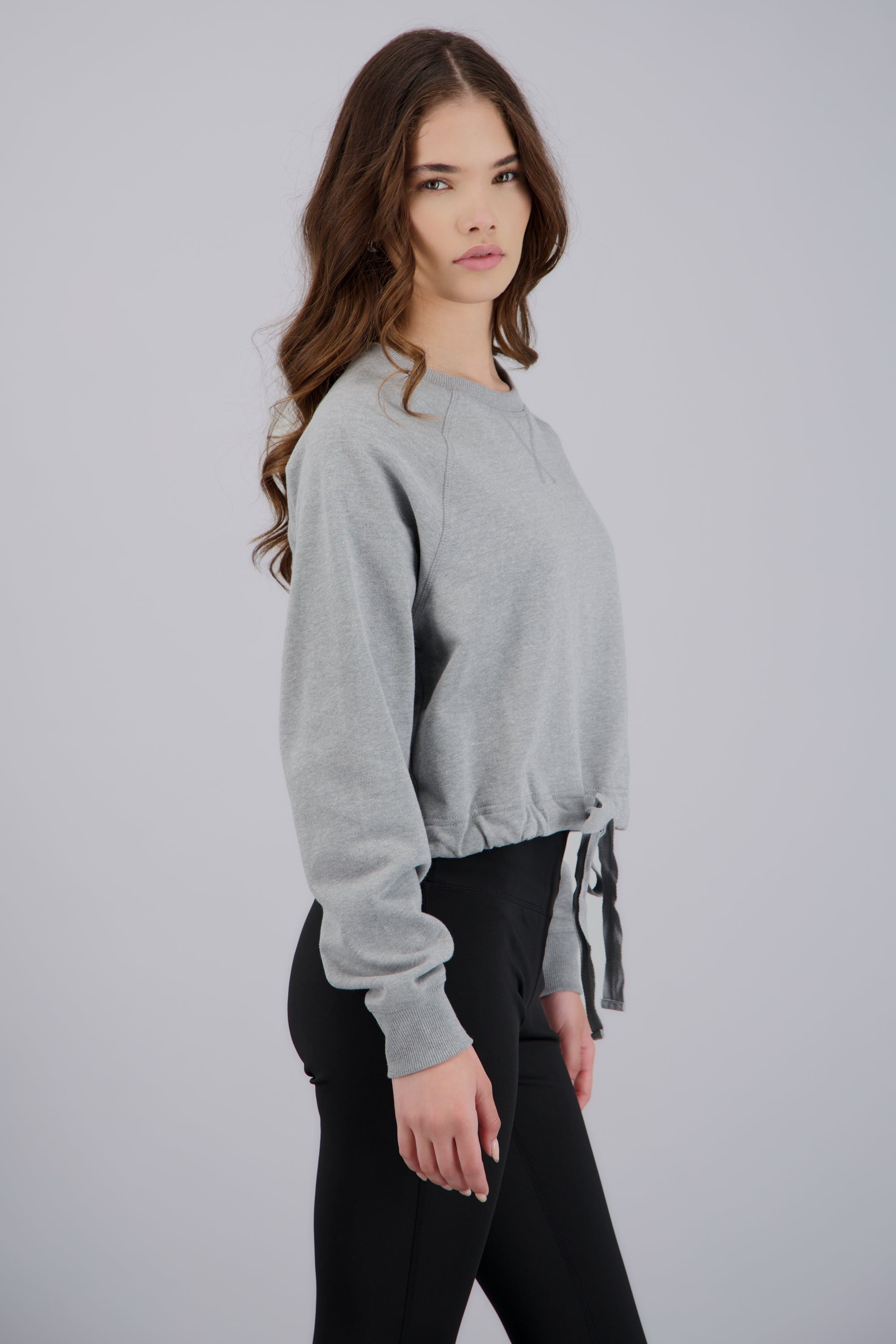sudadera crop jareta ajuste GRIS