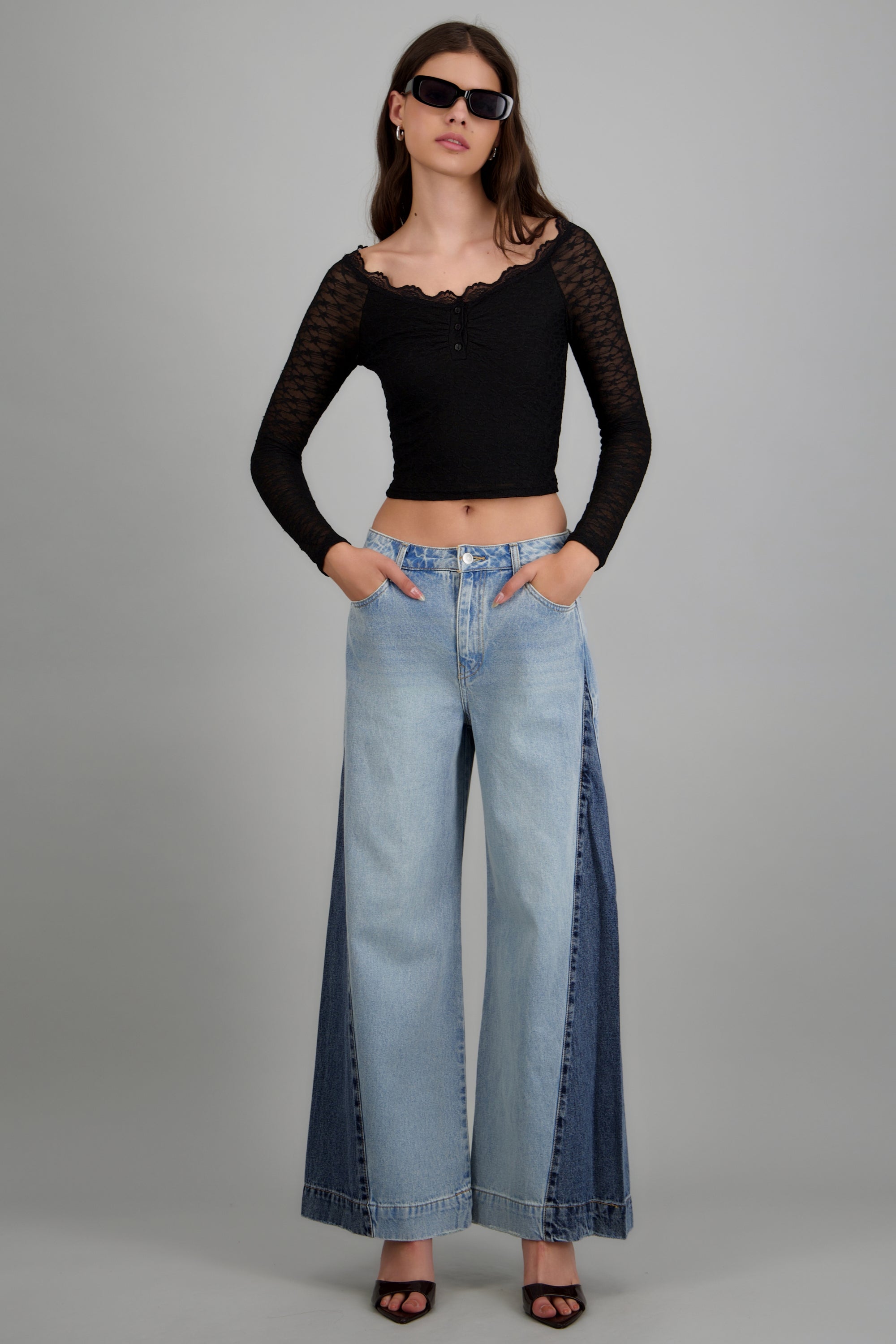 Jeans oversize tiro alto contraste LIGHT WASH