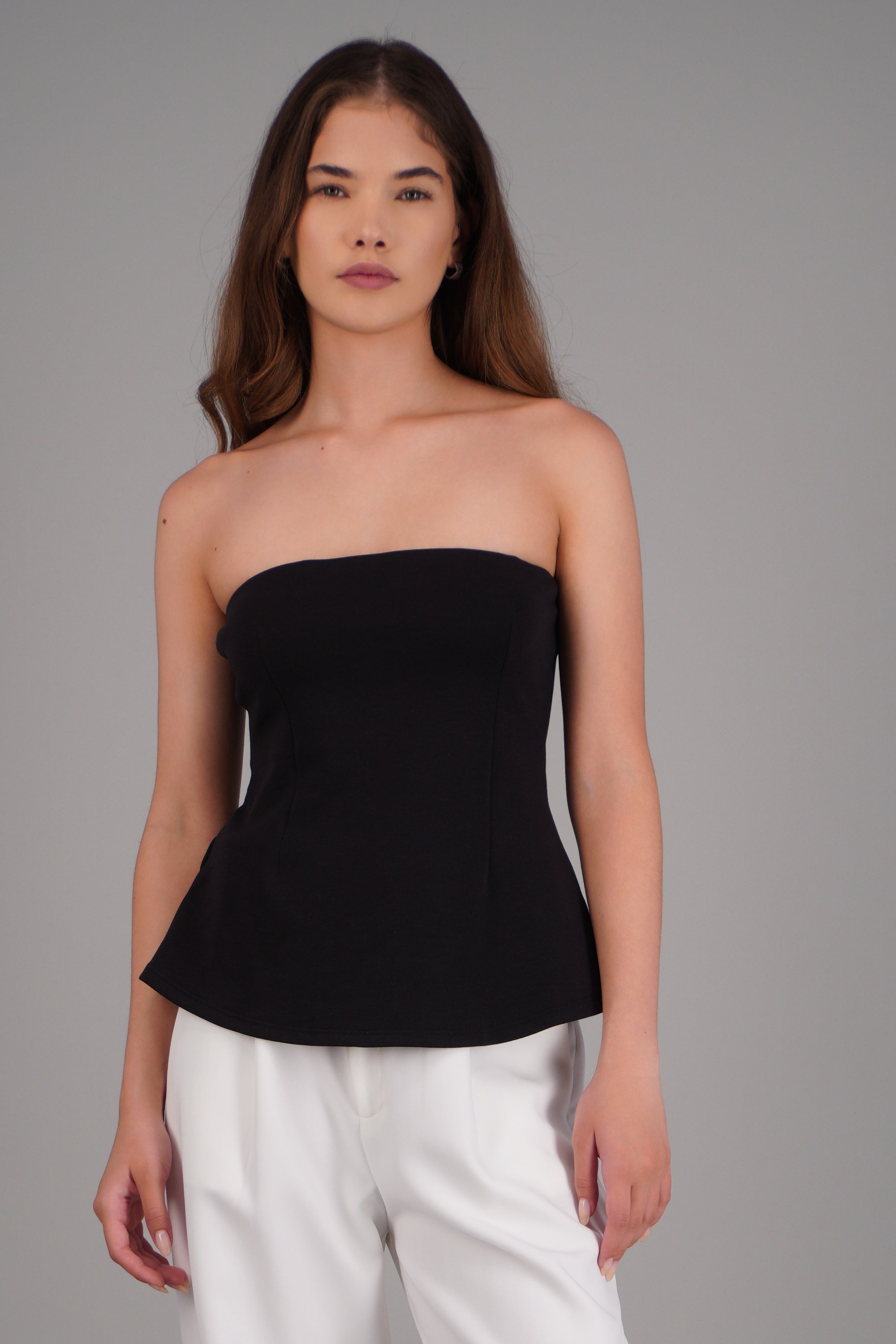 Top strapless pinzas NEGRO