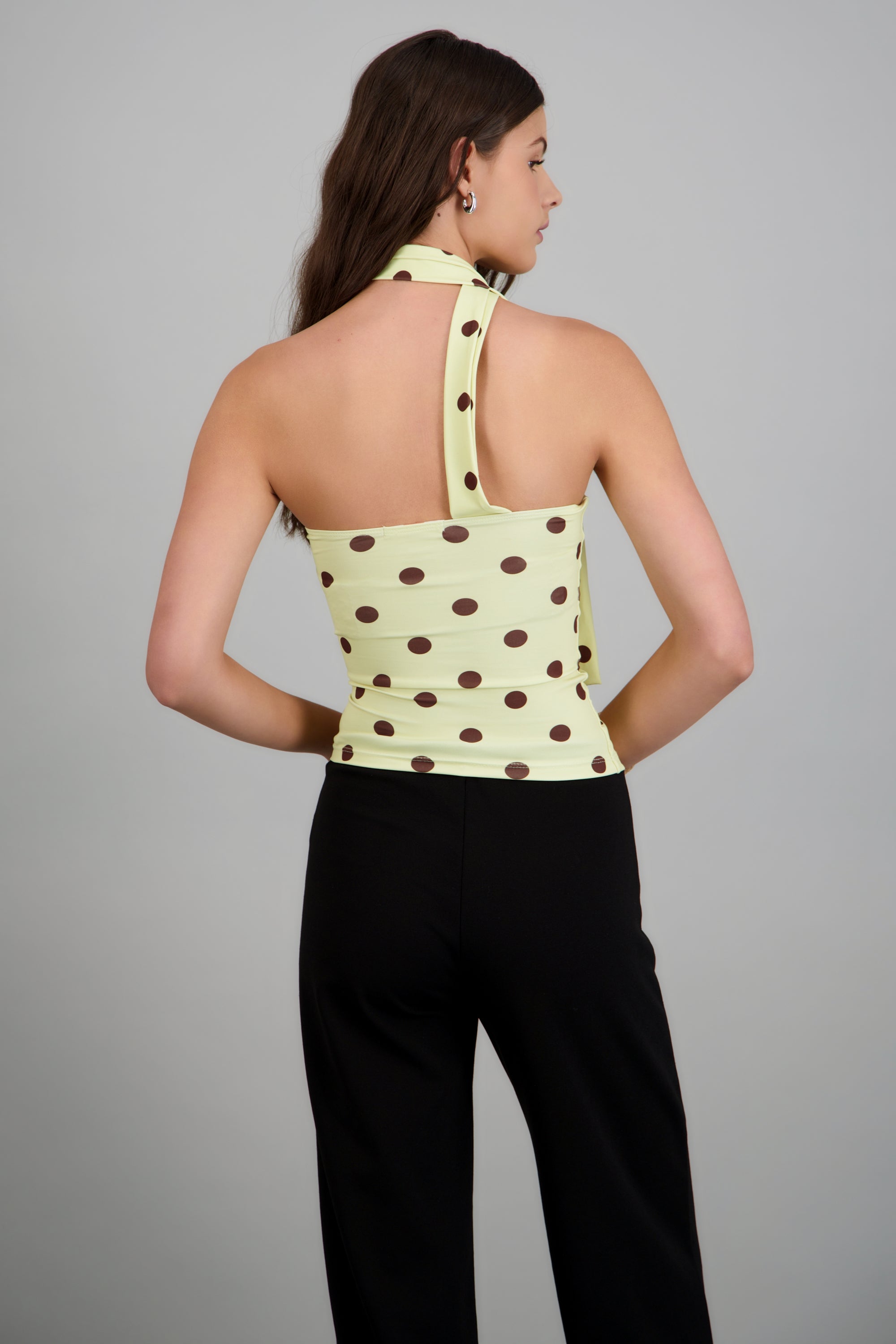 Top tubo detalle bufanda polka dots AMARILLO COMBO