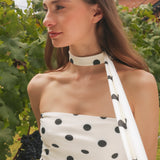 Top tubo detalle bufanda polka dots