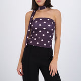 Top tubo detalle bufanda polka dots