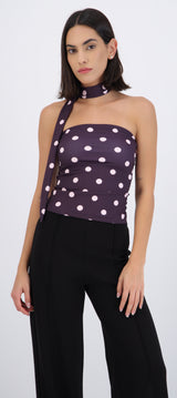 Top tubo detalle bufanda polka dots