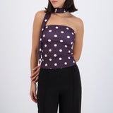 Top tubo detalle bufanda polka dots