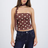 Top tubo detalle bufanda polka dots