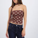 Top tubo detalle bufanda polka dots