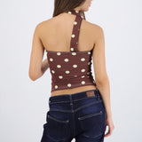 Top tubo detalle bufanda polka dots