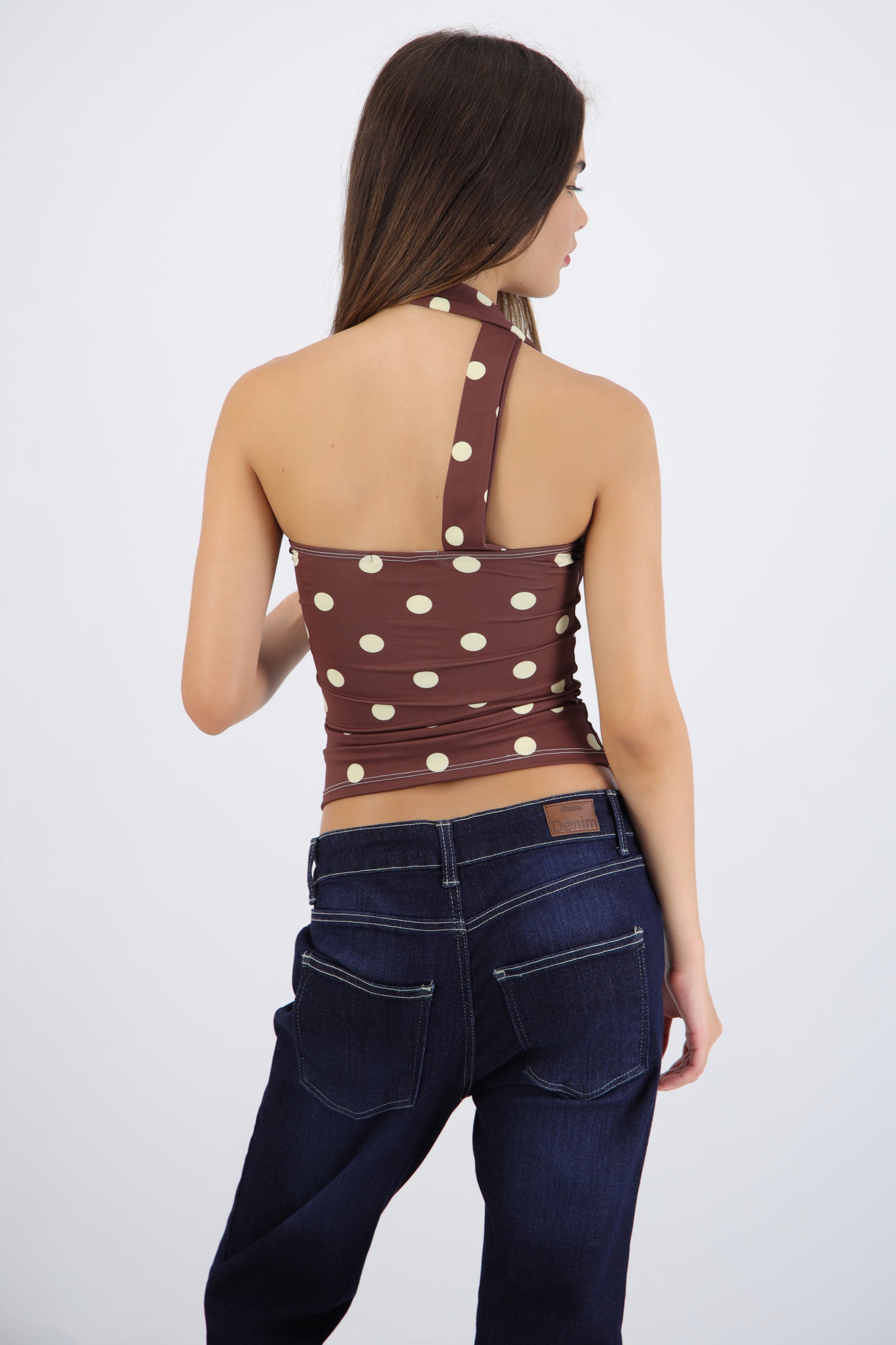 Top tubo detalle bufanda polka dots