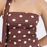 Top tubo detalle bufanda polka dots