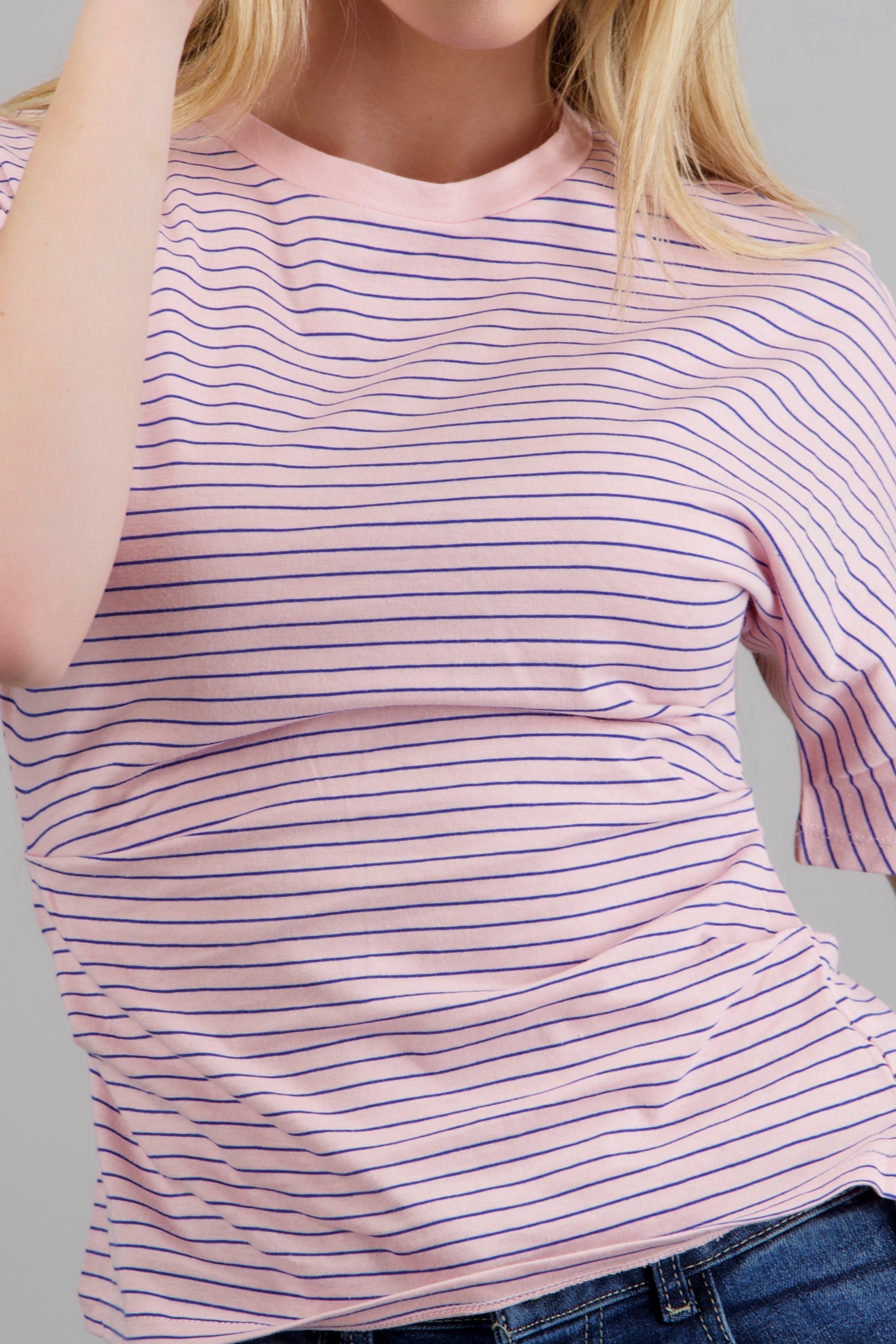 Top de punto rayas con silueta definida ROSA