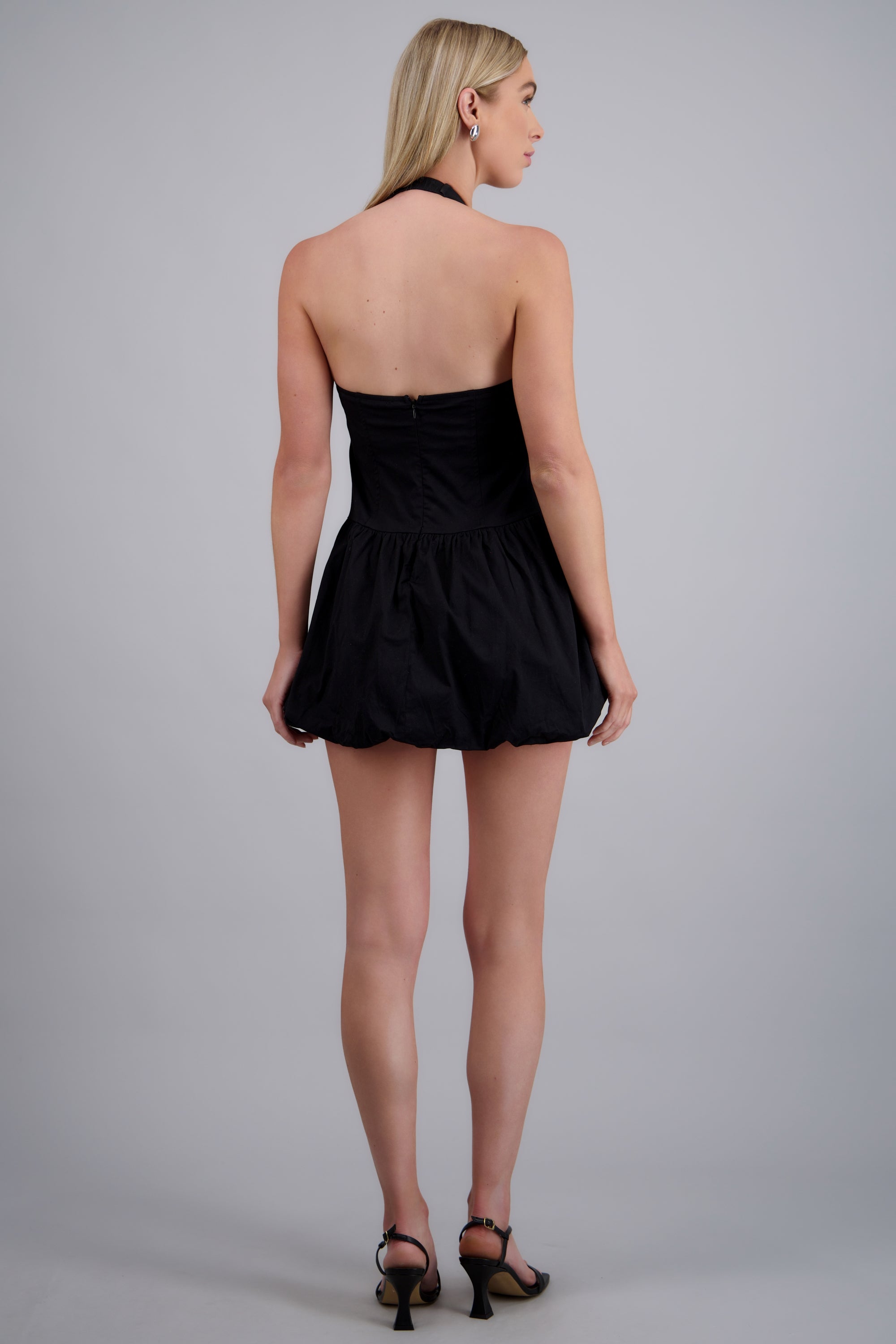 Vestido escote halter falda buble NEGRO